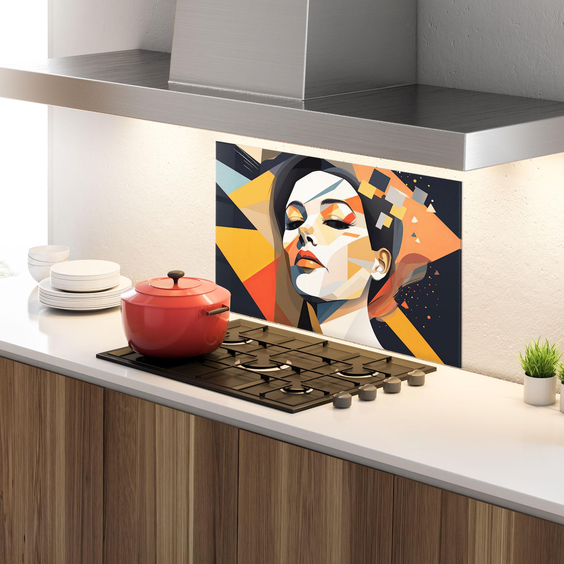 Konyhai üveg hátfal Modern Orange Makeup mockup 4