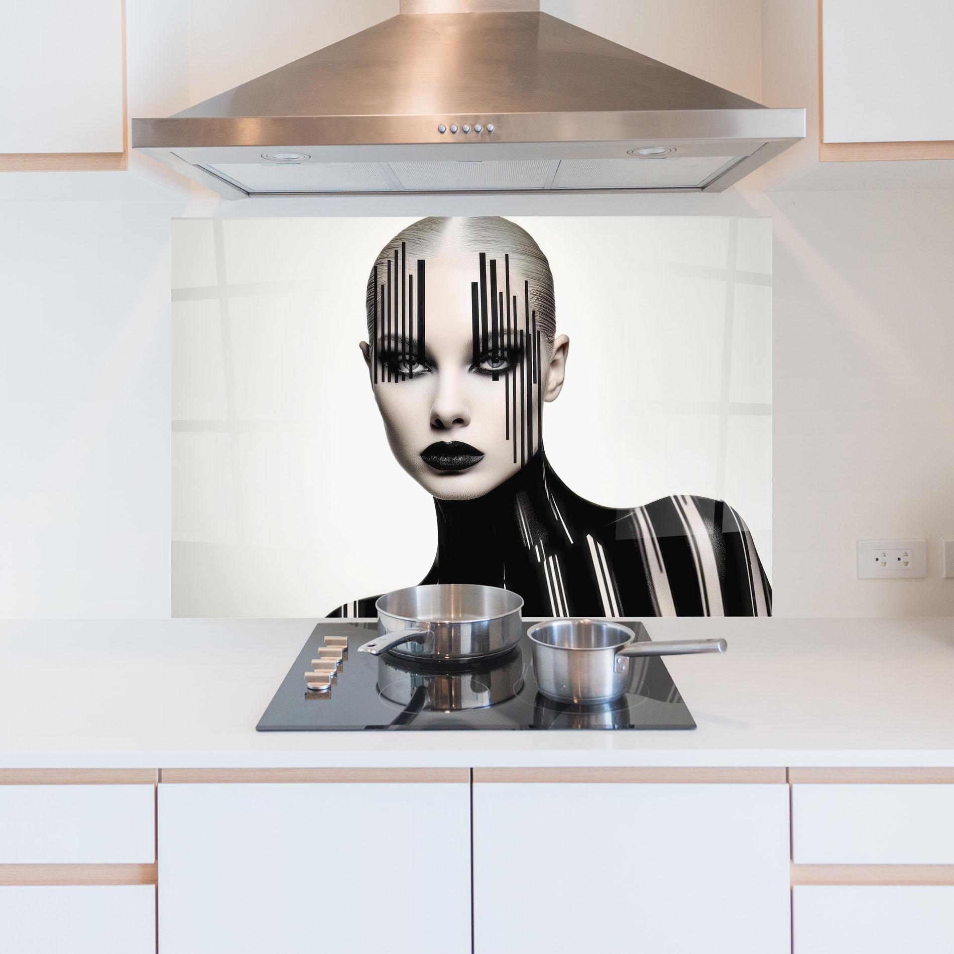 Konyhai üveg hátfal Black Lips And Outfit mockup 5
