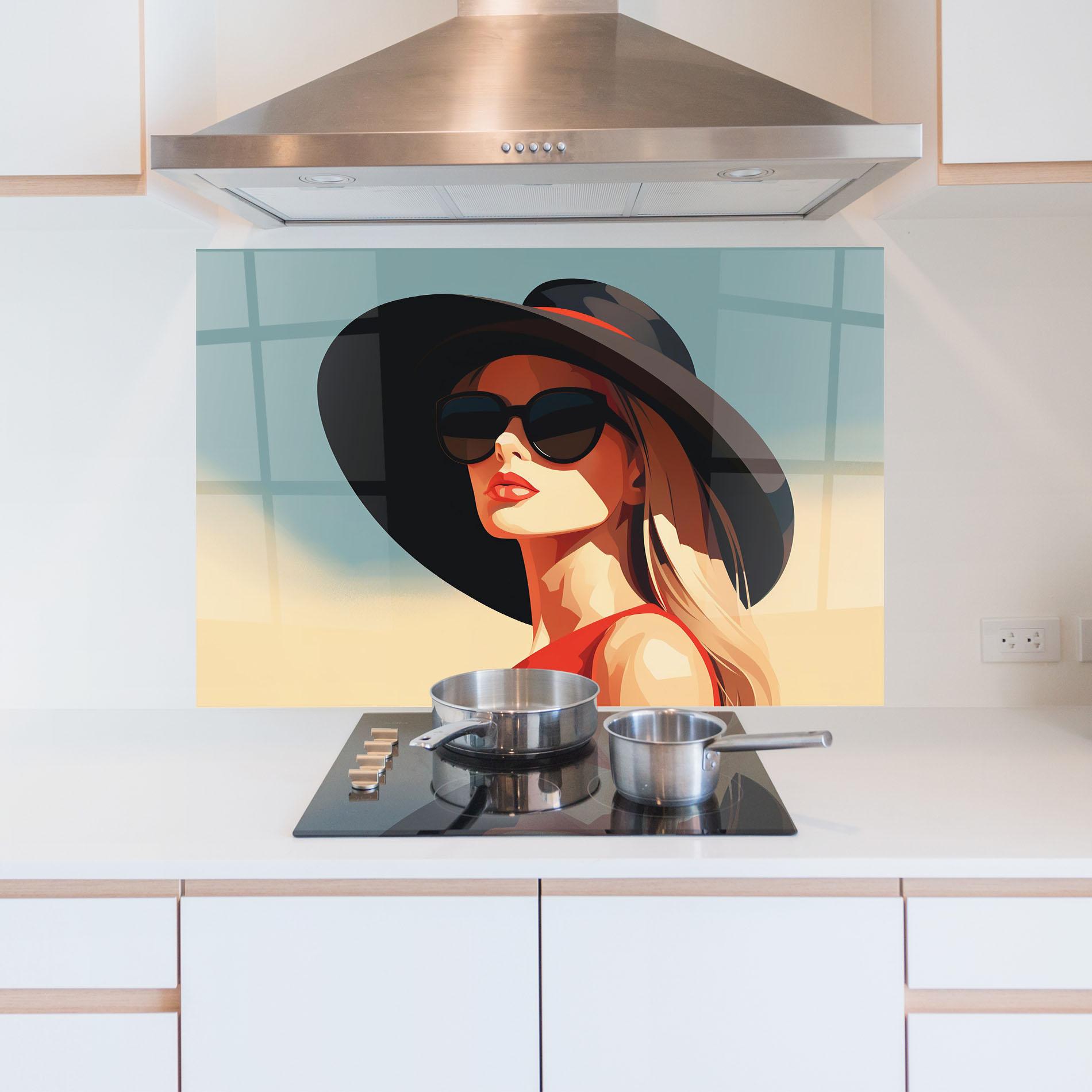 Konyhai üveg hátfal Caucasian Glamor Model mockup 5