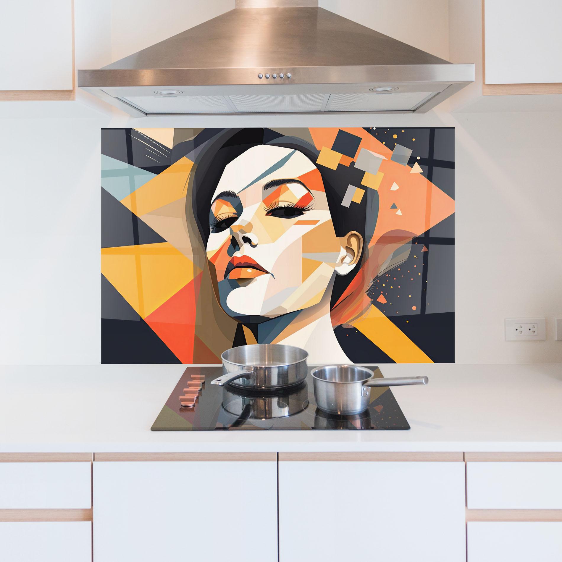 Konyhai üveg hátfal Modern Orange Makeup mockup 5