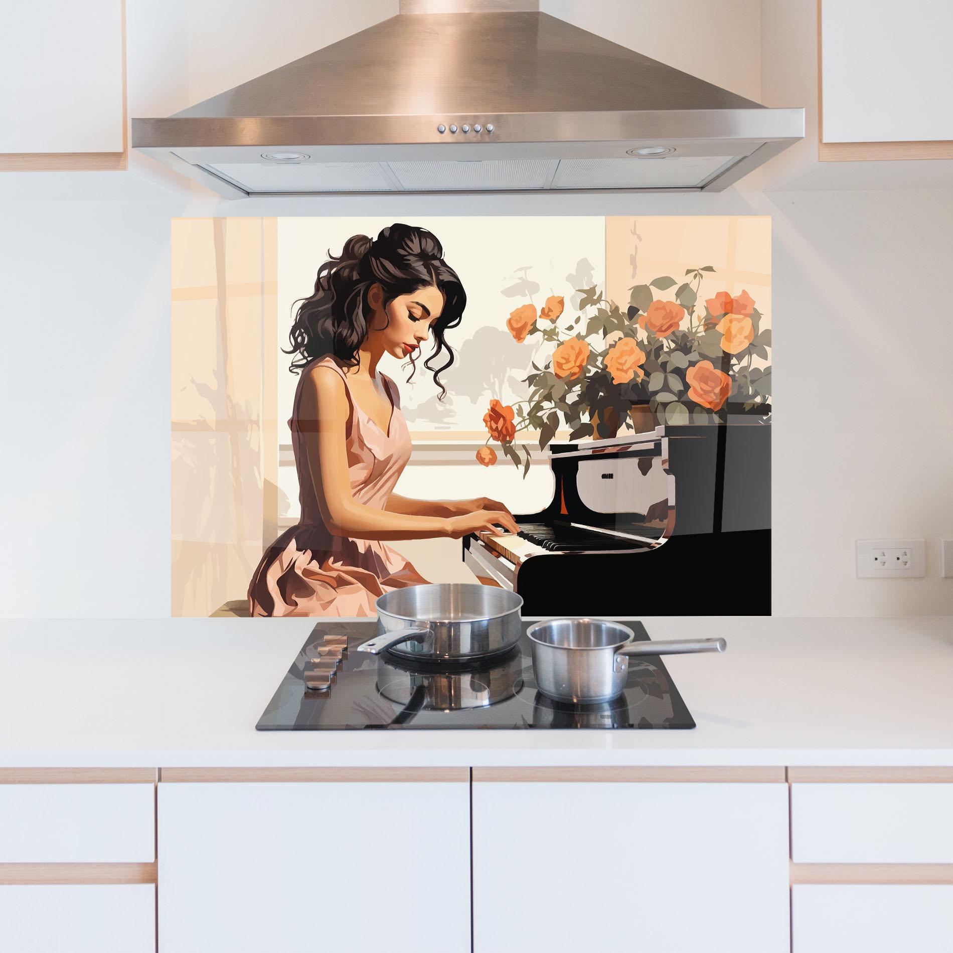 Konyhai üveg hátfal Singer Painting mockup 5