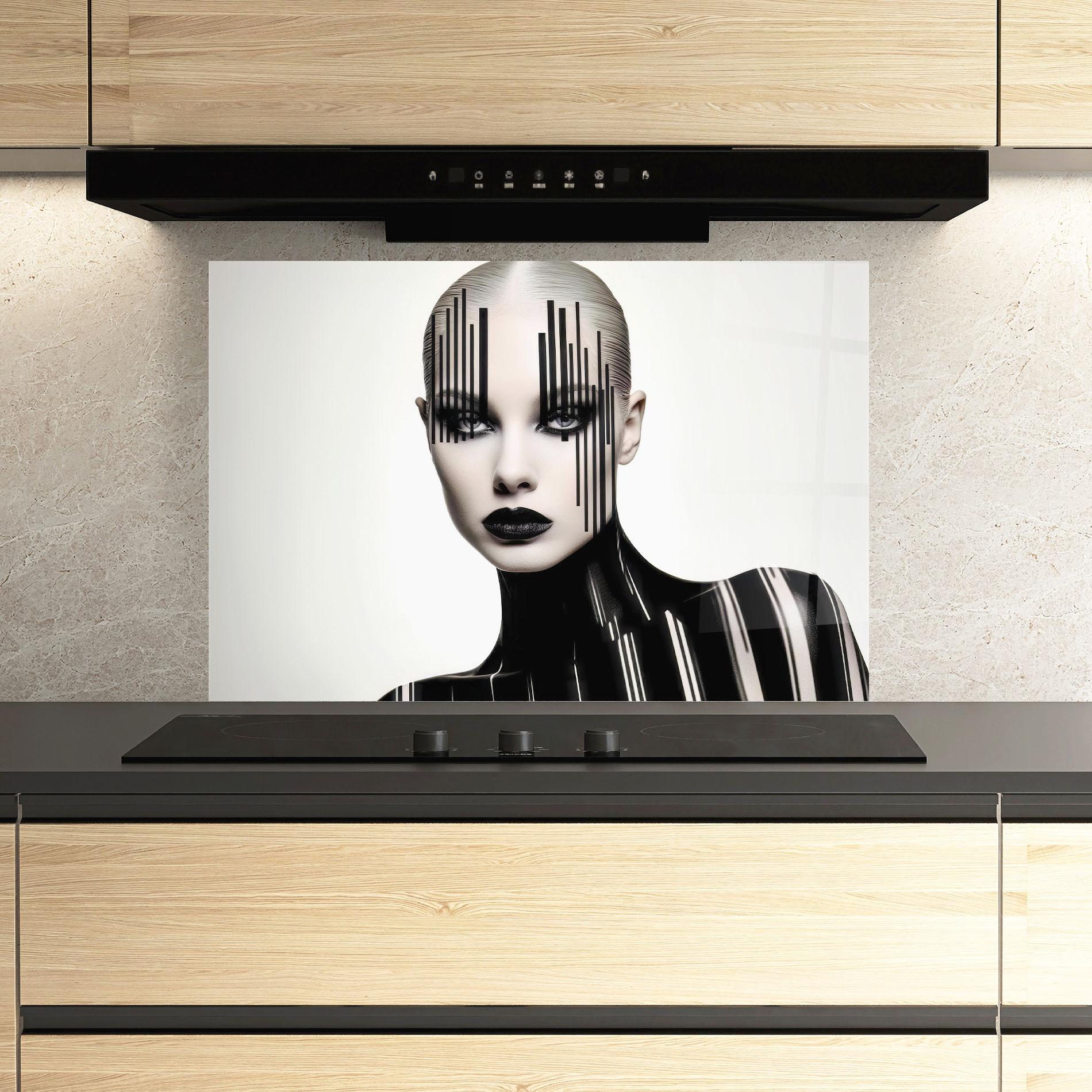 Konyhai üveg hátfal Black Lips And Outfit mockup 3