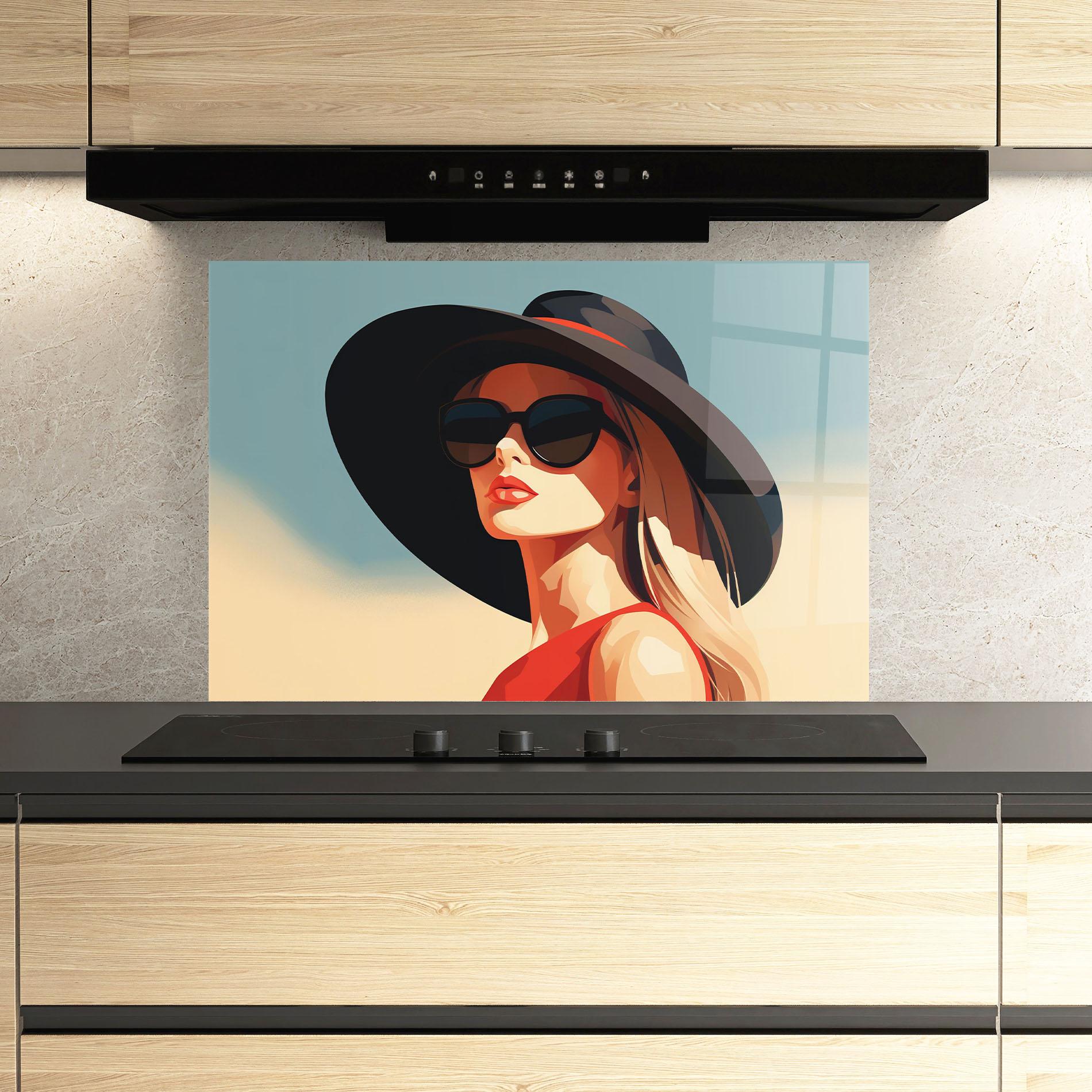 Konyhai üveg hátfal Caucasian Glamor Model mockup 3