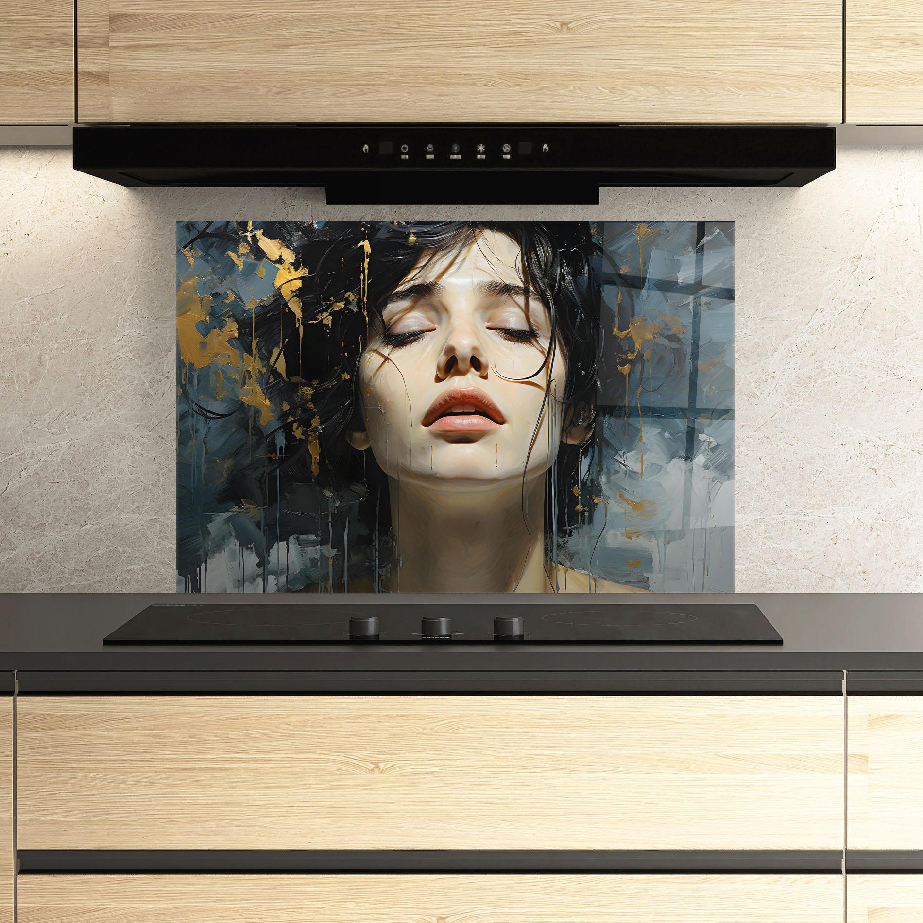 Konyhai üveg hátfal Close Up Closed Eyes mockup 3