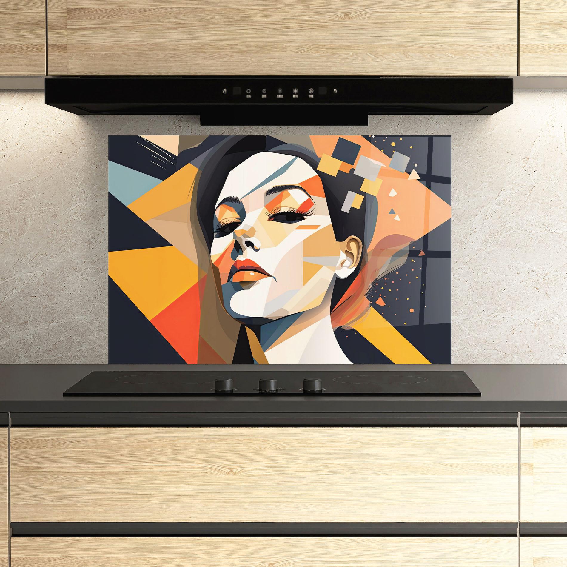 Konyhai üveg hátfal Modern Orange Makeup mockup 3