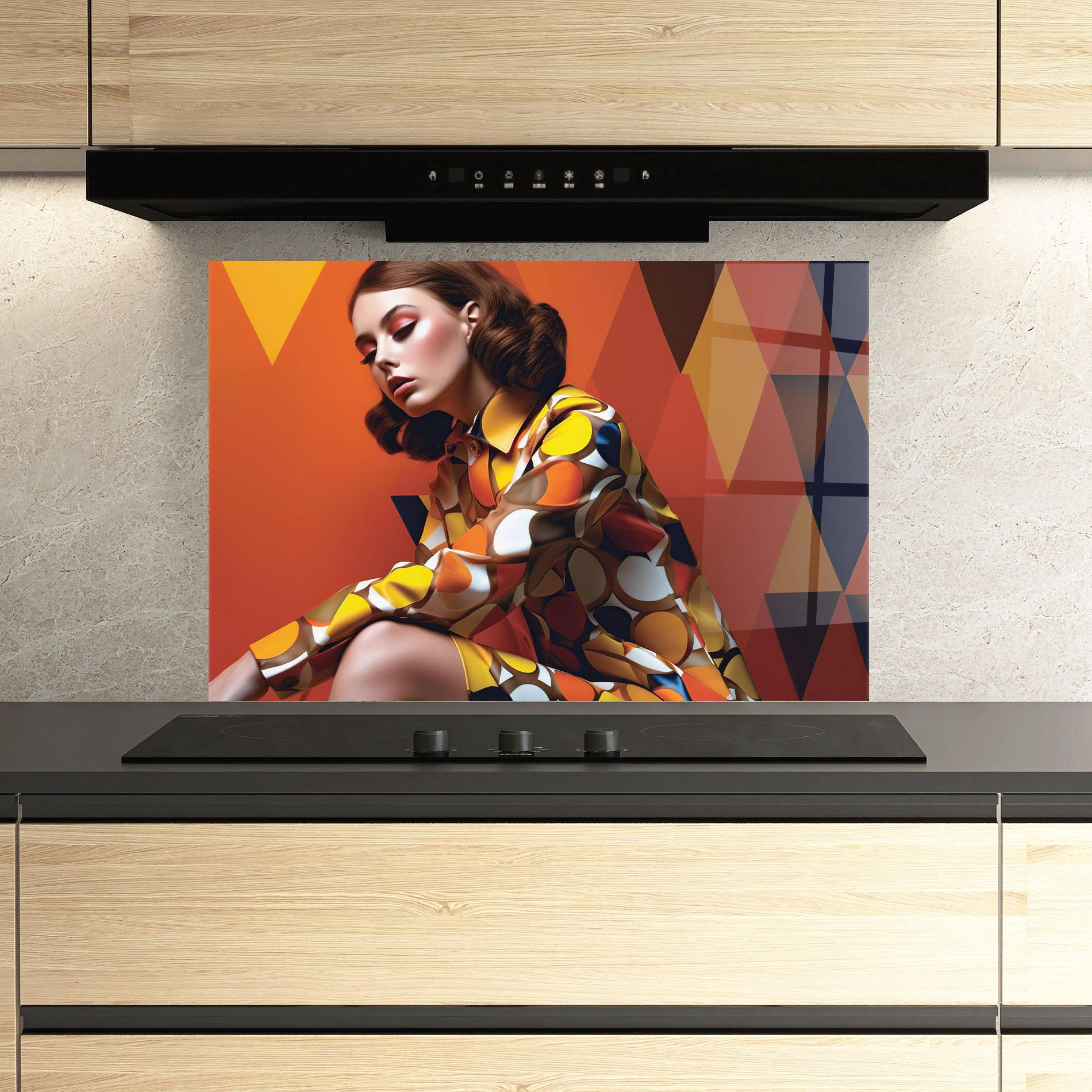 Konyhai üveg hátfal Orange Fashion Design mockup 3