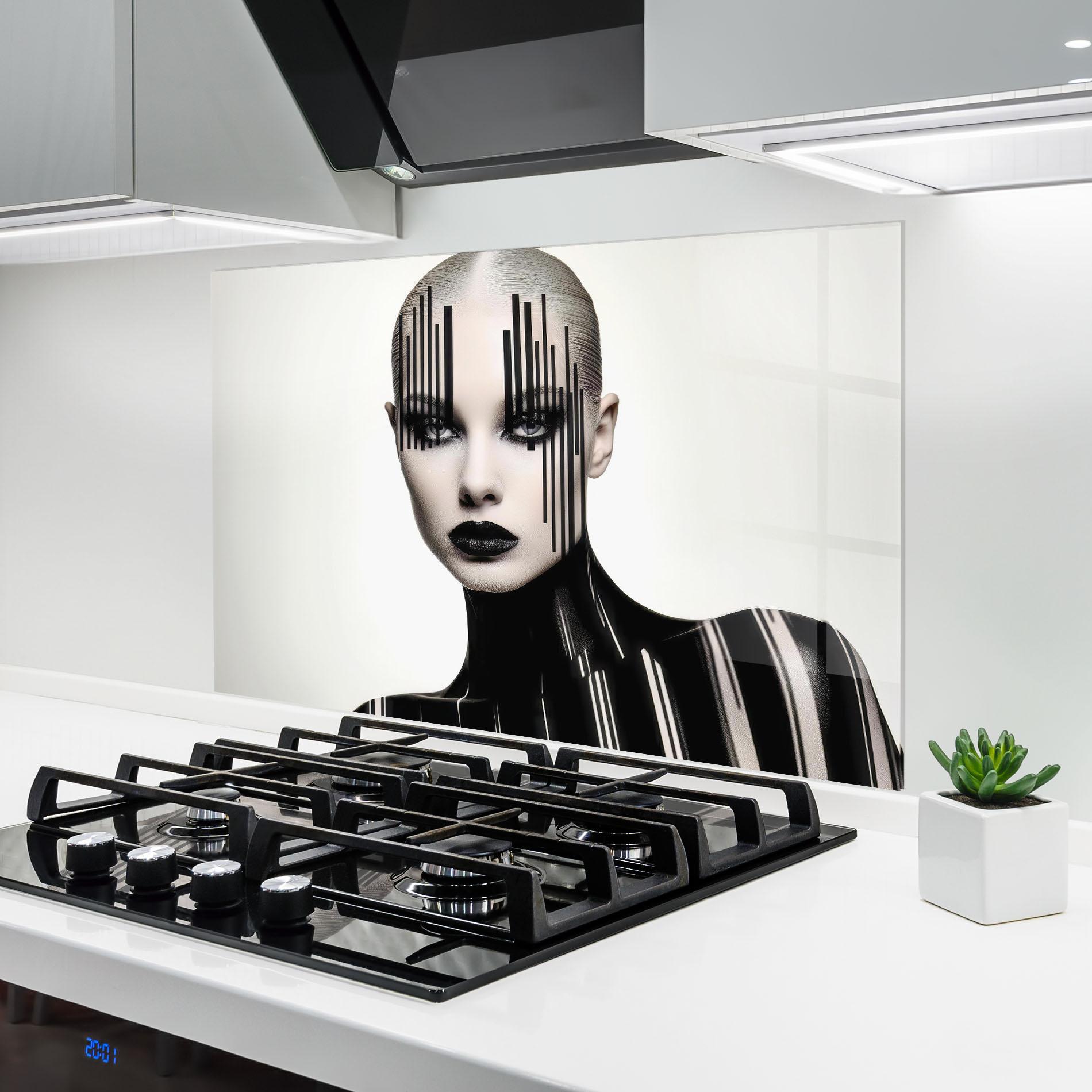 Konyhai üveg hátfal Black Lips And Outfit mockup 6