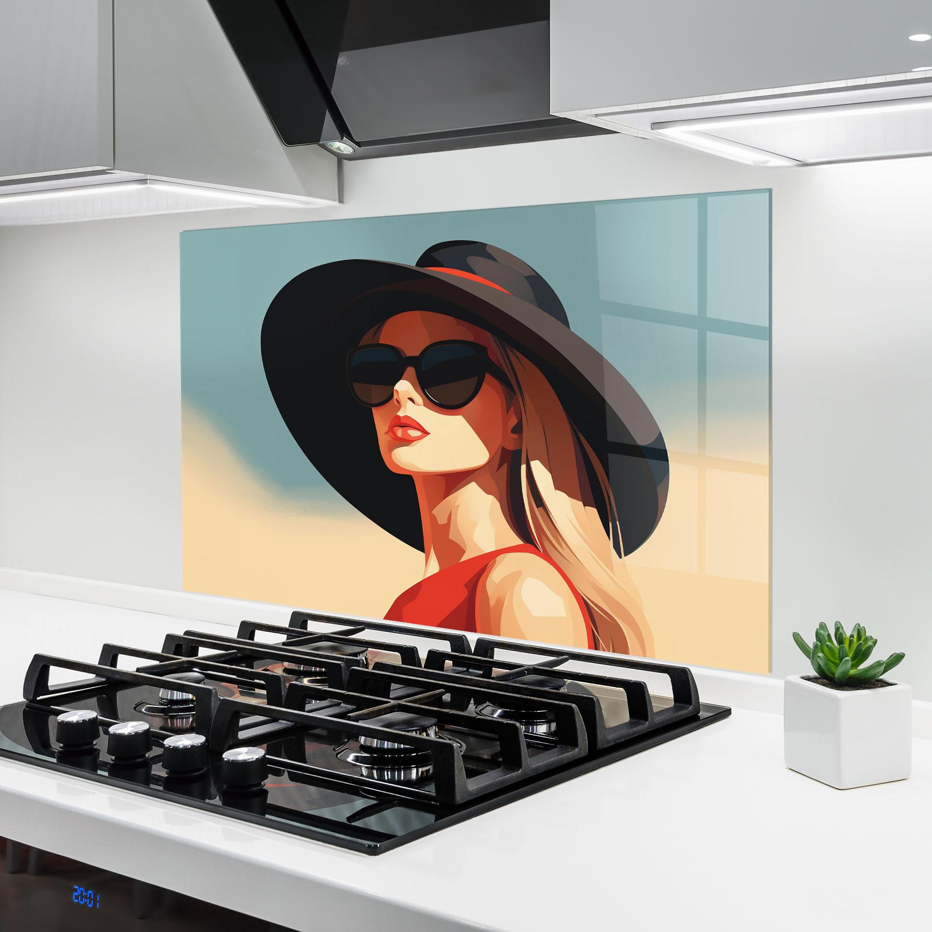 Konyhai üveg hátfal Caucasian Glamor Model mockup 6