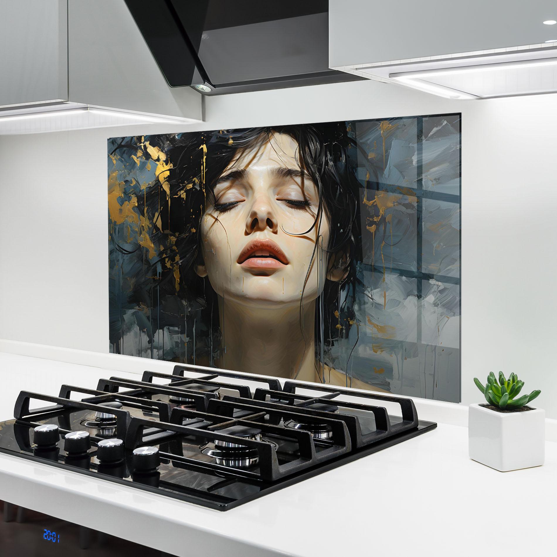 Konyhai üveg hátfal Close Up Closed Eyes mockup 6