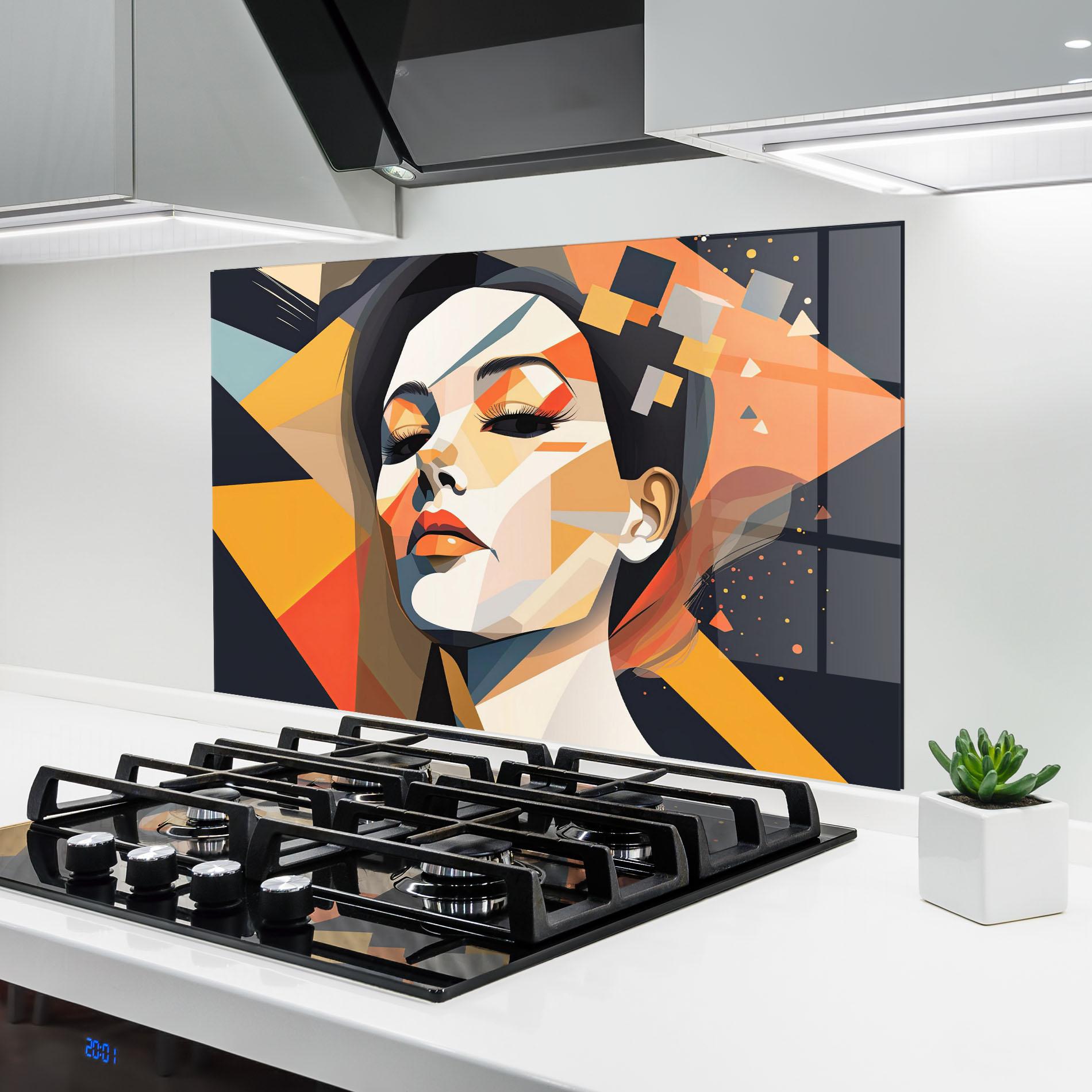 Konyhai üveg hátfal Modern Orange Makeup mockup 6