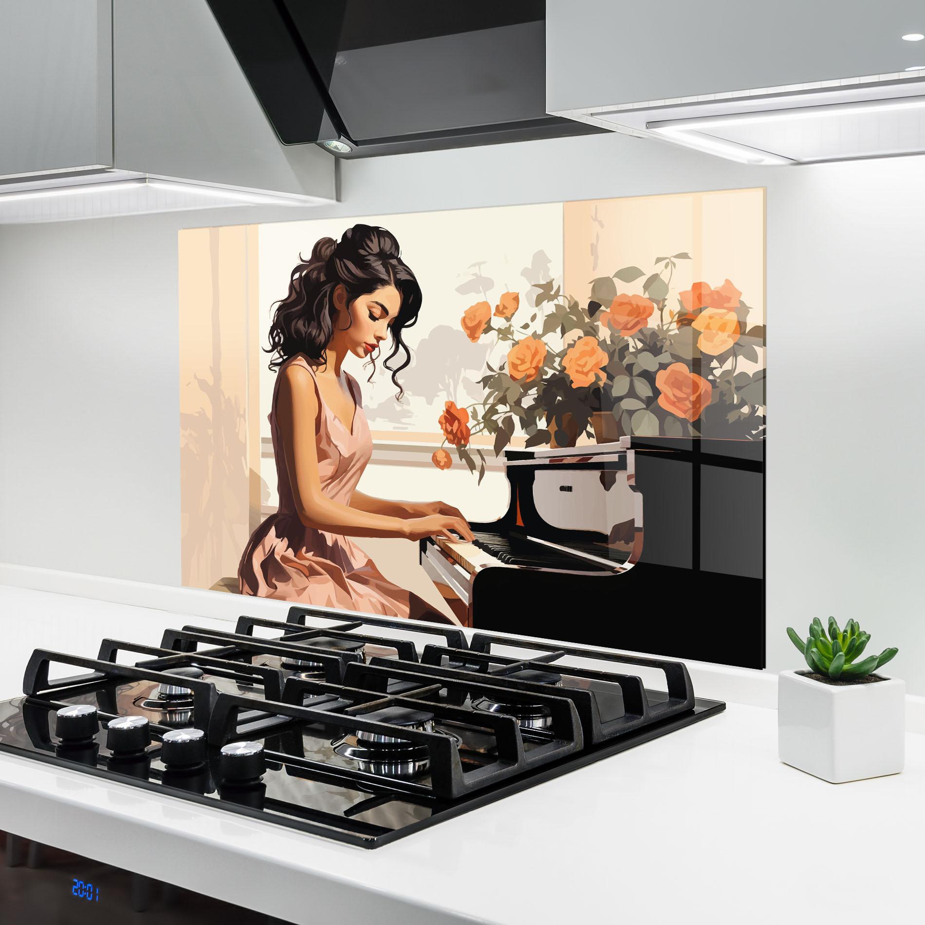 Konyhai üveg hátfal Singer Painting mockup 6