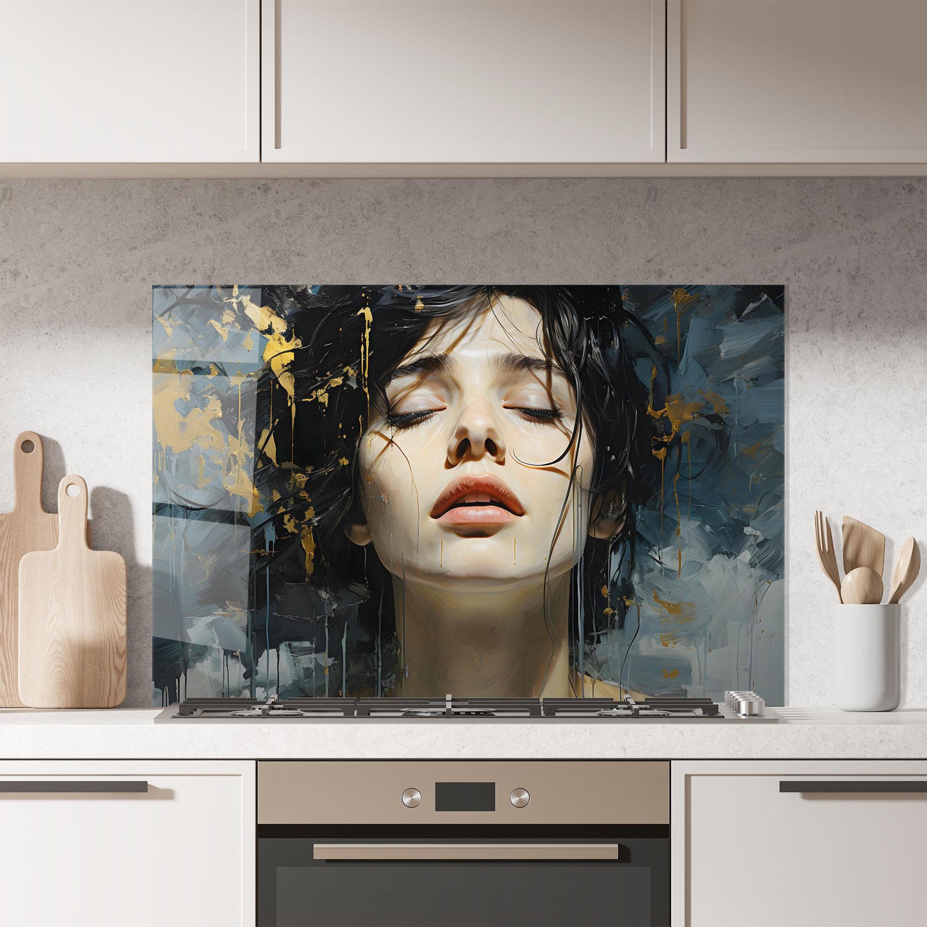 Konyhai üveg hátfal Close Up Closed Eyes mockup 7