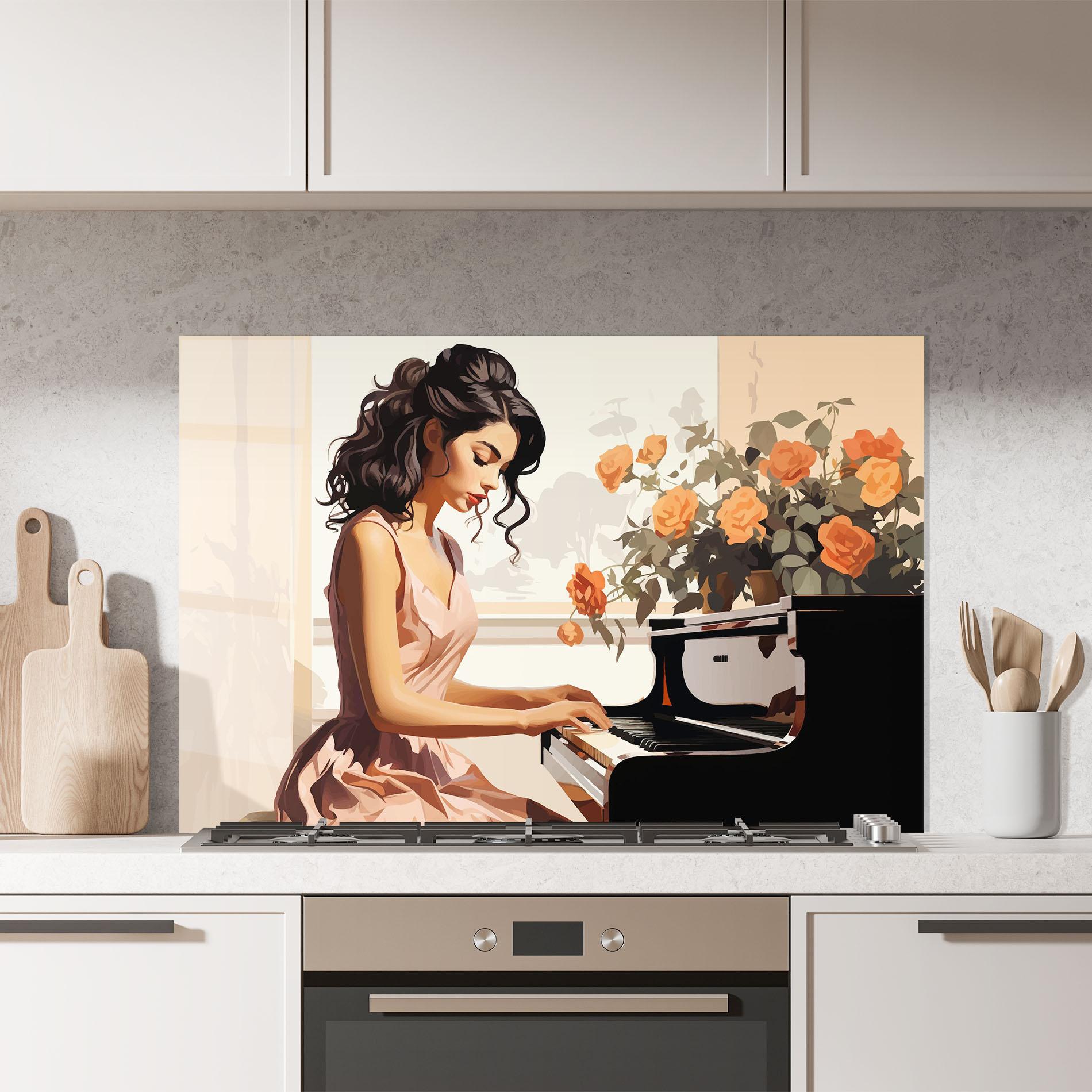 Konyhai üveg hátfal Singer Painting mockup 7