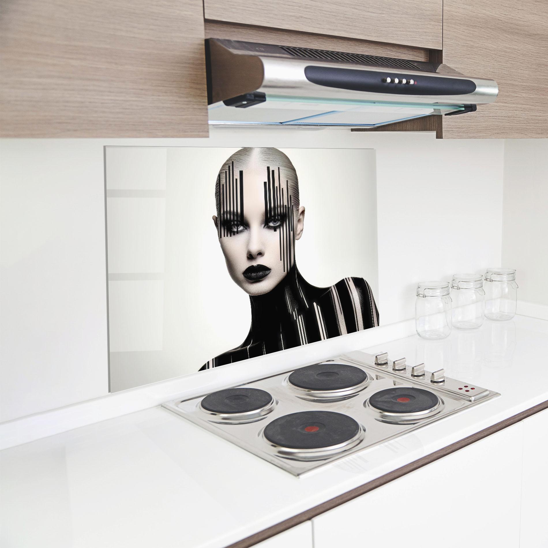Konyhai üveg hátfal Black Lips And Outfit mockup 8