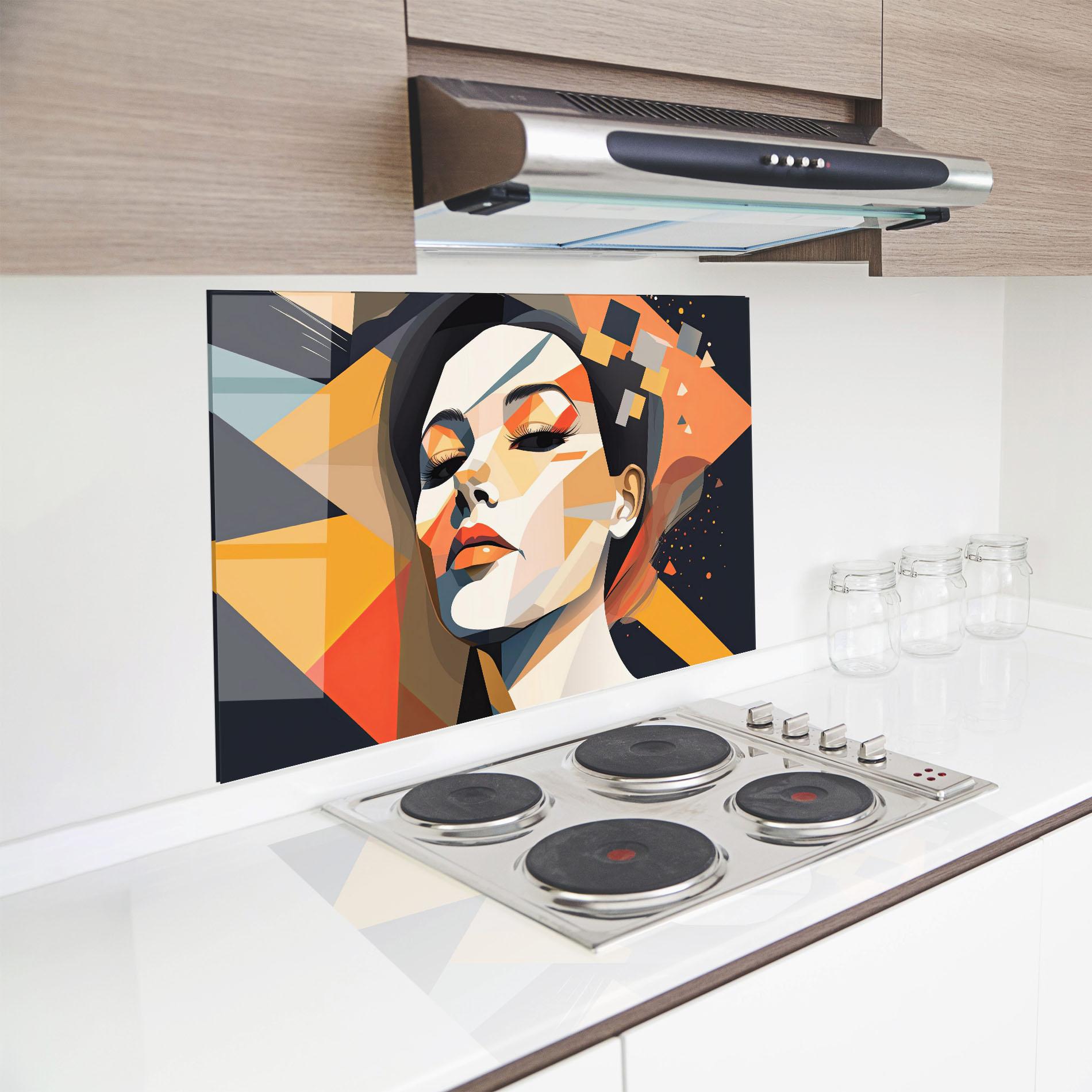 Konyhai üveg hátfal Modern Orange Makeup mockup 8