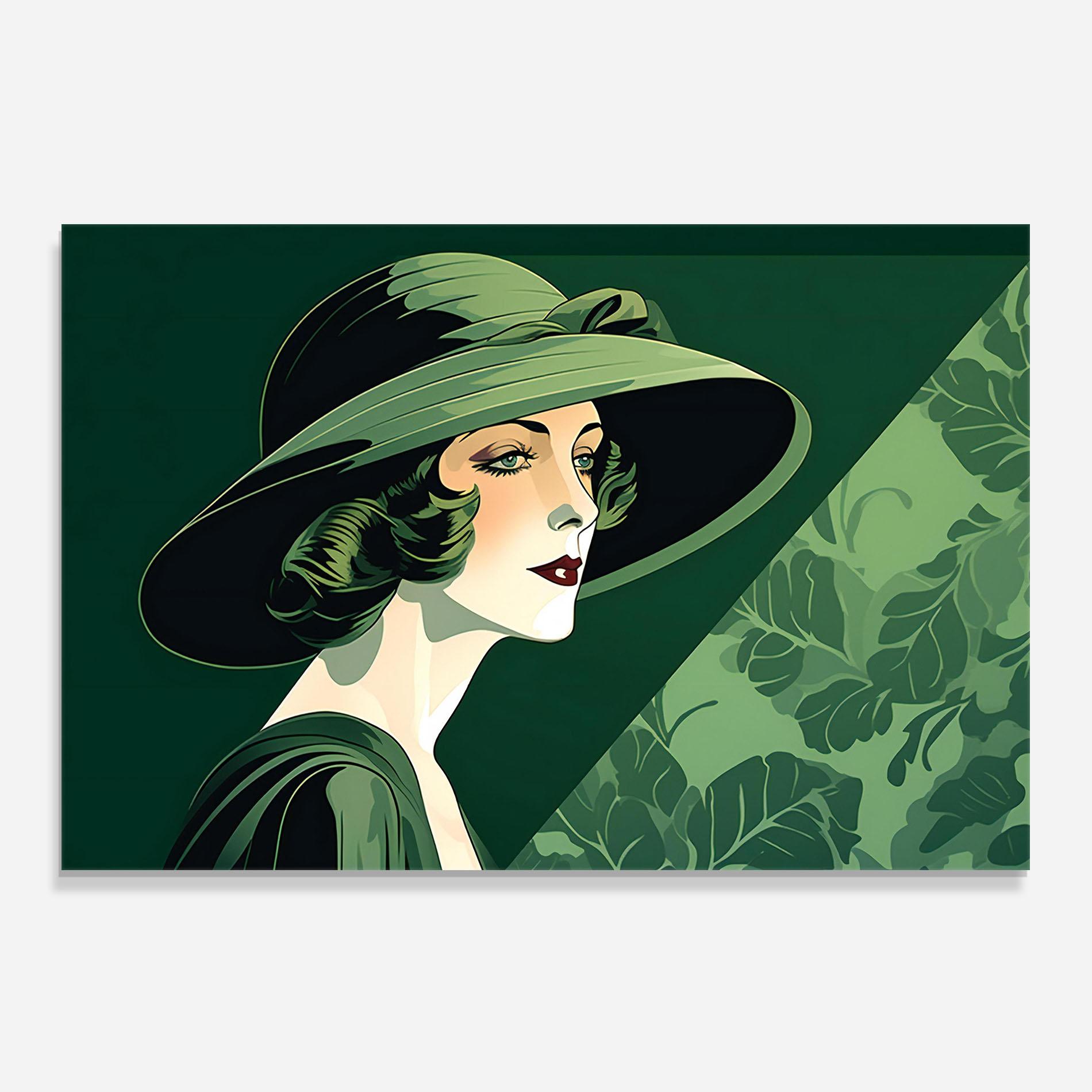 Konyhai üveg hátfal Green Woman Painting mockup 0