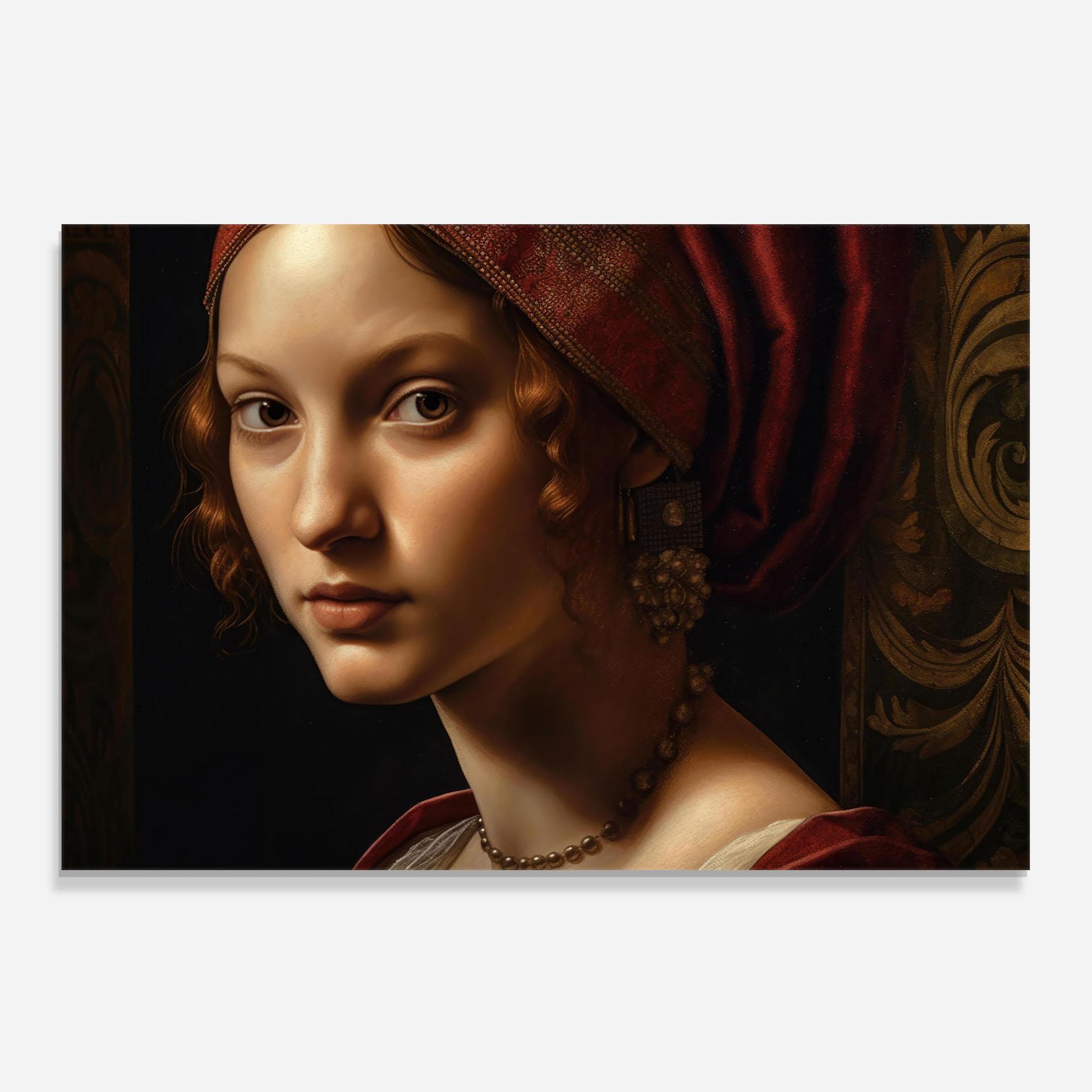 Konyhai üveg hátfal Red Hair Woman Art mockup 0