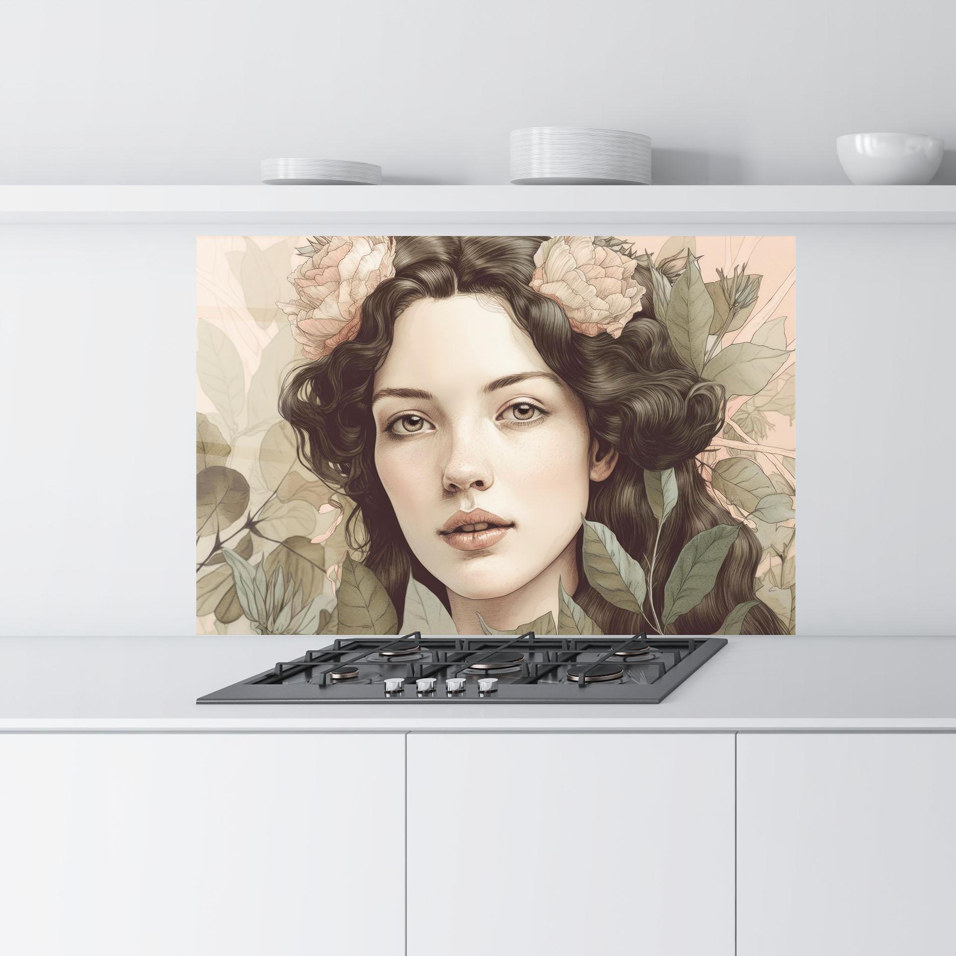 Konyhai üveg hátfal Beautiful Vintage Portrait mockup 9