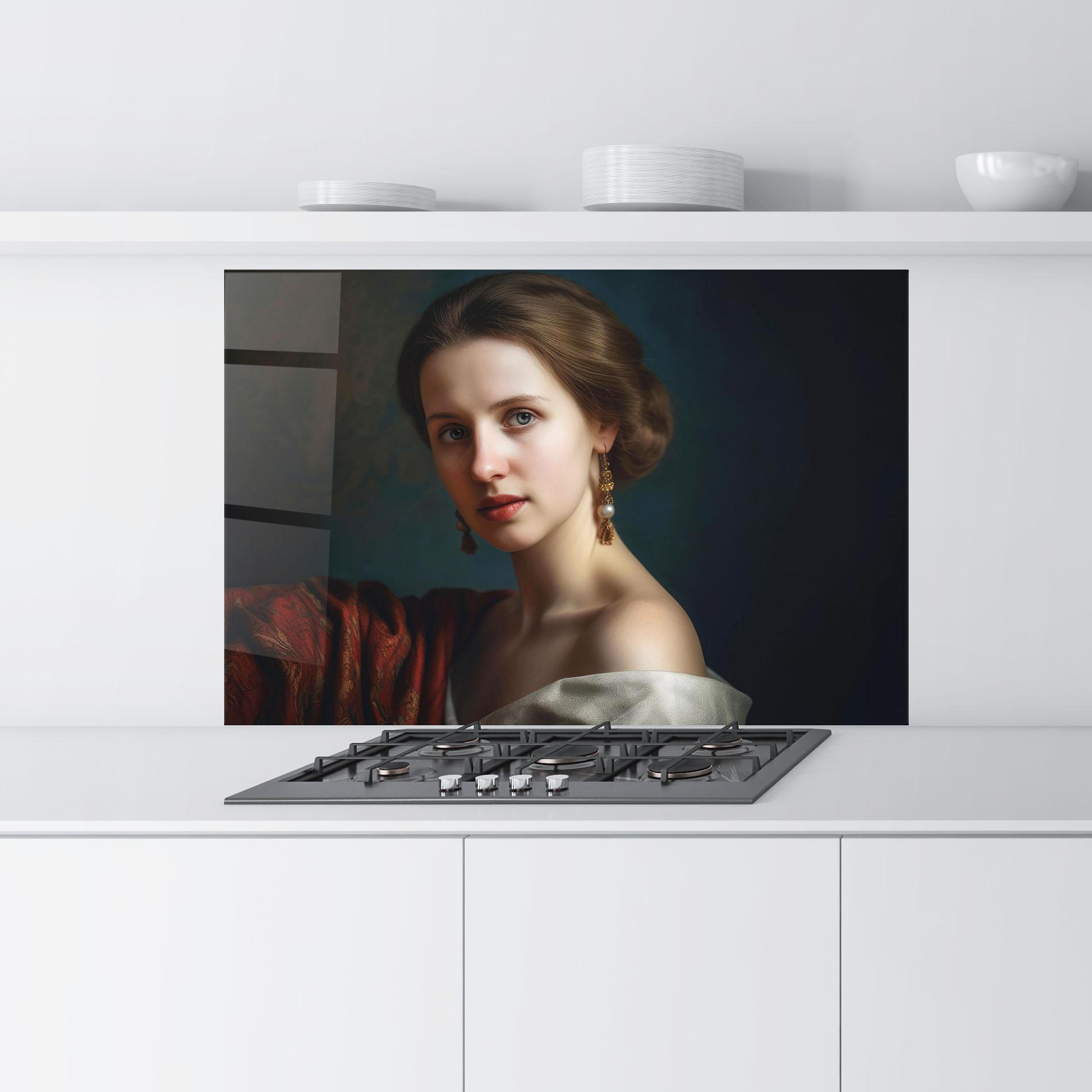 Konyhai üveg hátfal Classical Painting mockup 9