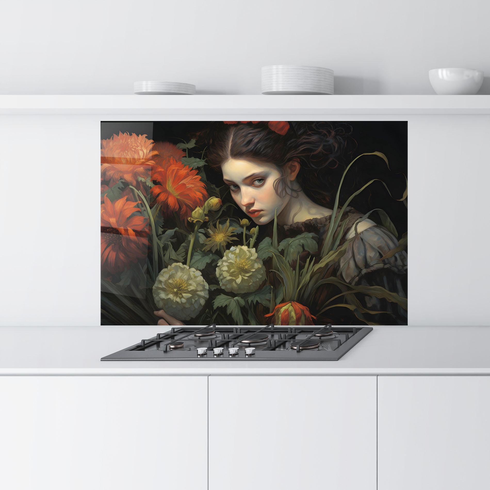 Konyhai üveg hátfal Vintage Flowers mockup 9