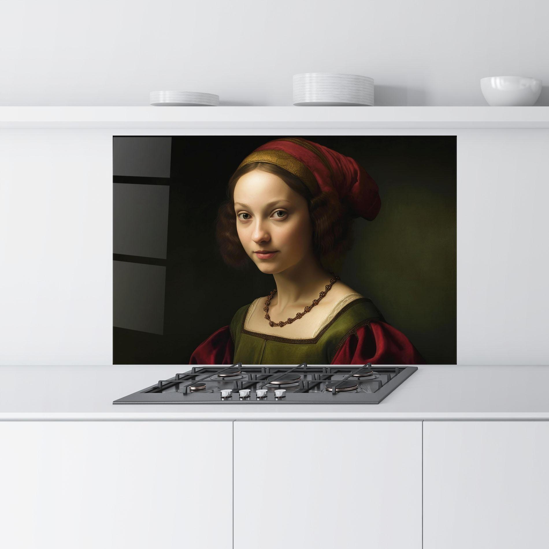 Konyhai üveg hátfal Vintage Old Painting mockup 9