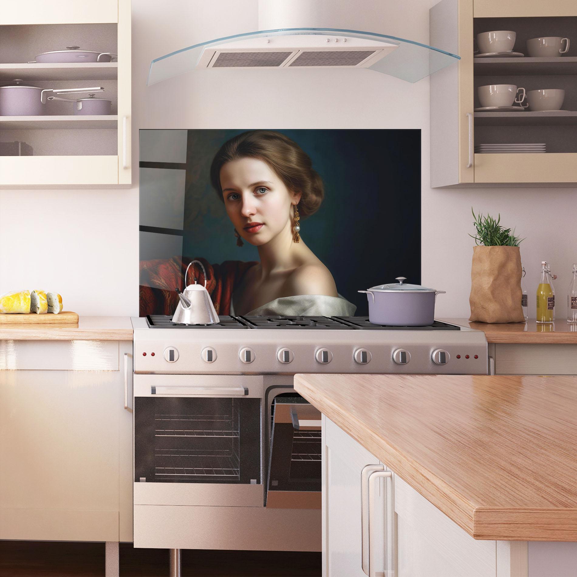 Konyhai üveg hátfal Classical Painting mockup 1