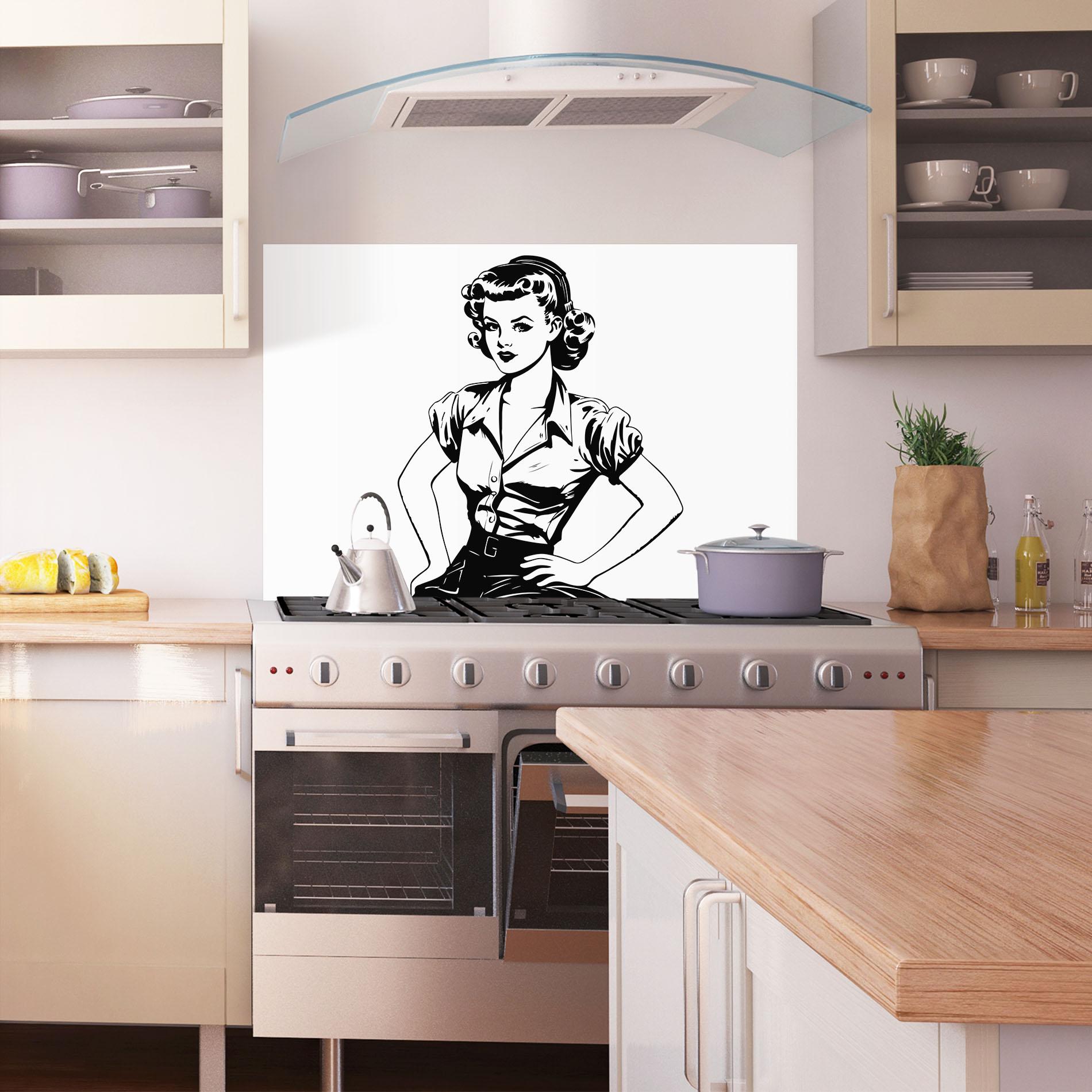 Konyhai üveg hátfal Pretty Shilouette Girl mockup 1