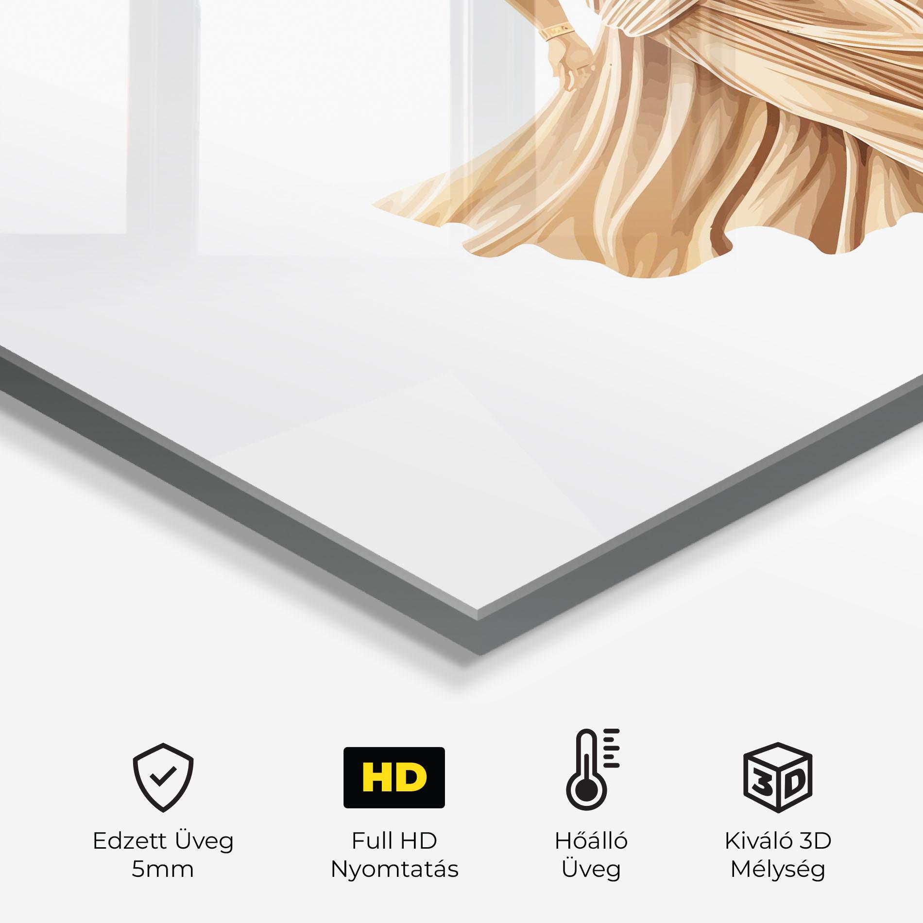 Konyhai üveg hátfal Gold Statue mockup 2