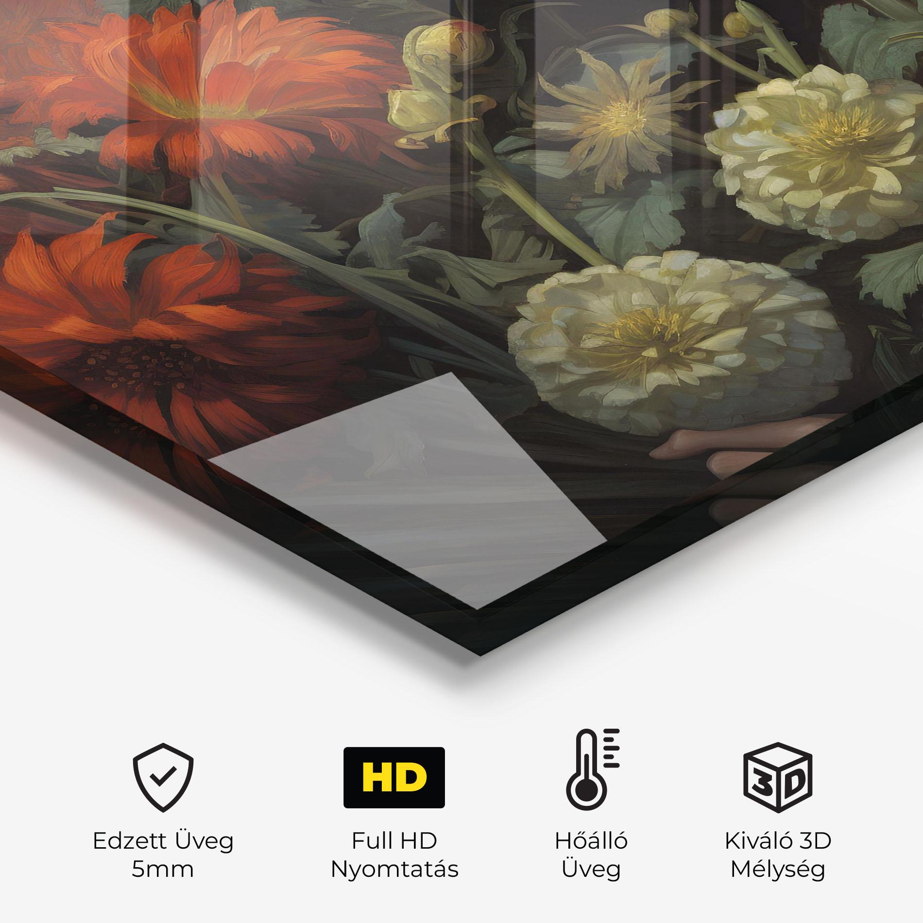 Konyhai üveg hátfal Vintage Flowers mockup 2