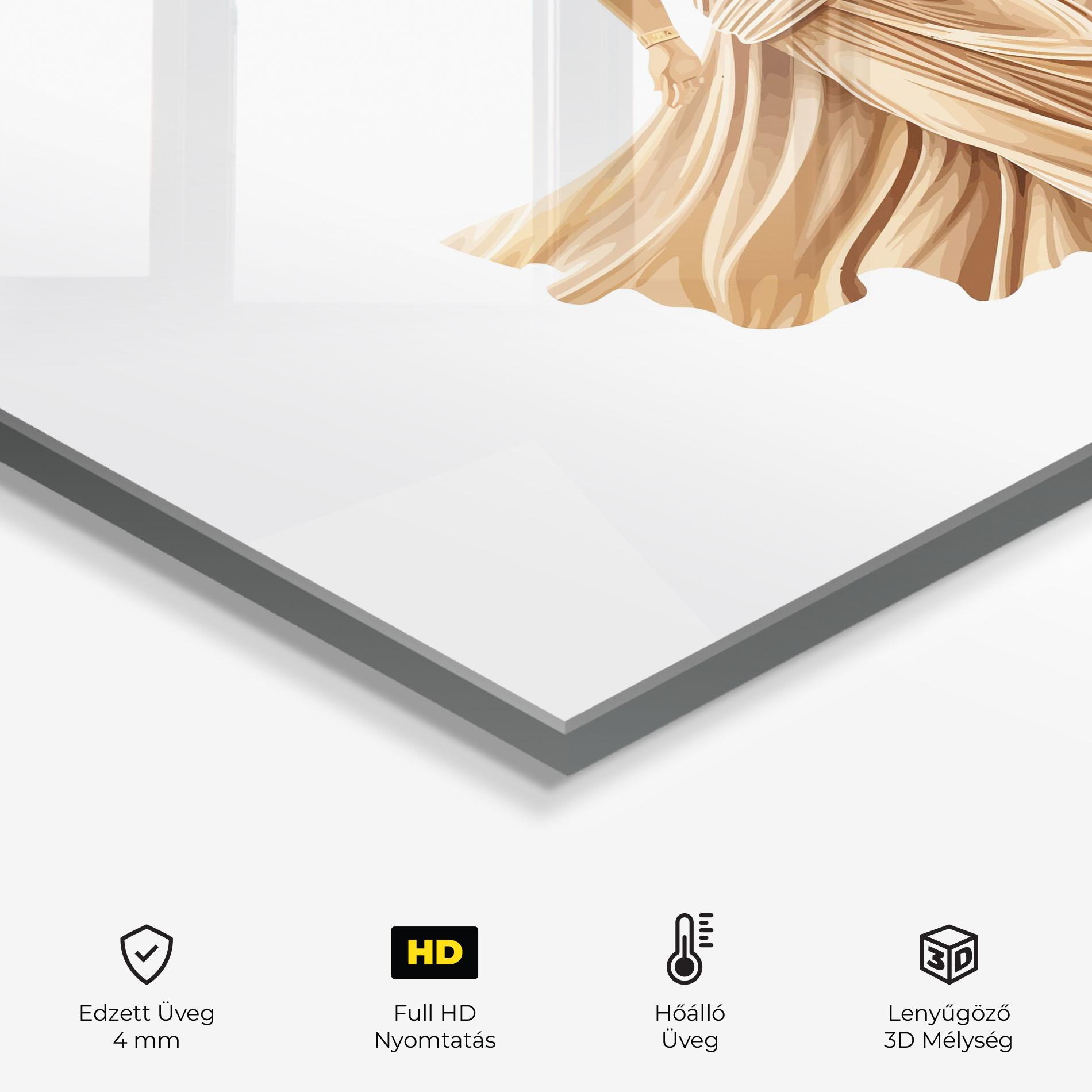 Konyhai üveg hátfal Gold Statue mockup 2