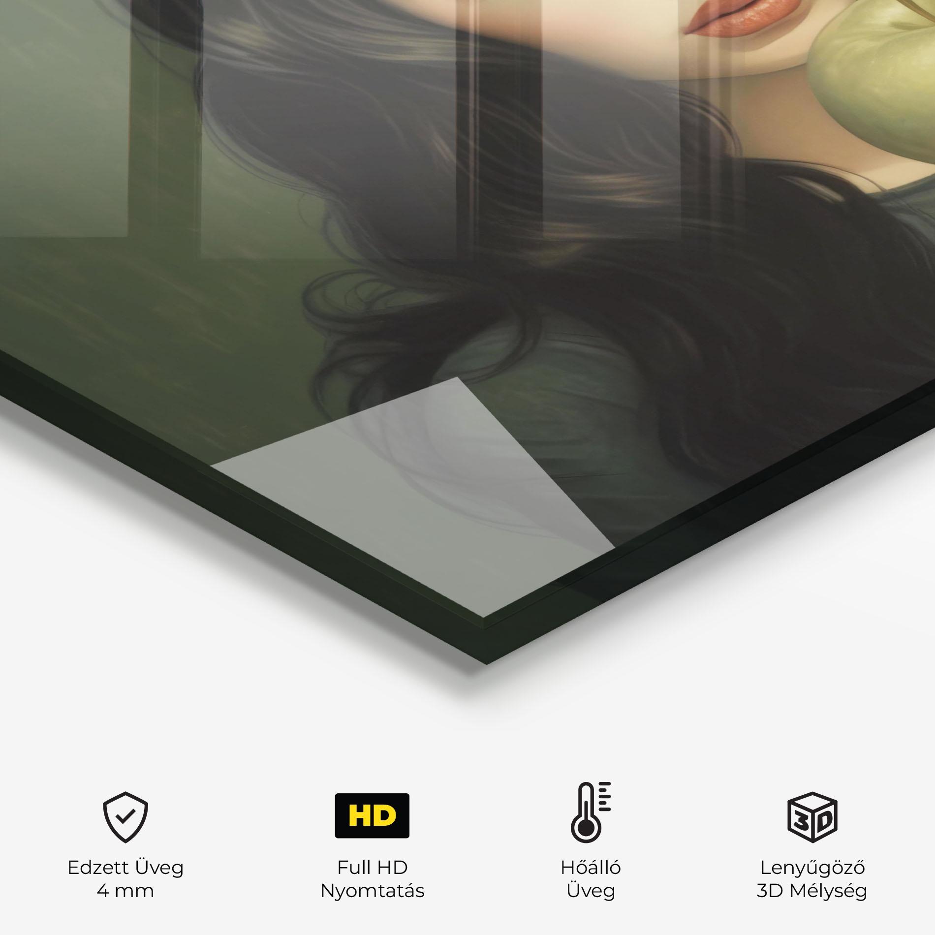 Konyhai üveg hátfal Green Apple Painting mockup 2