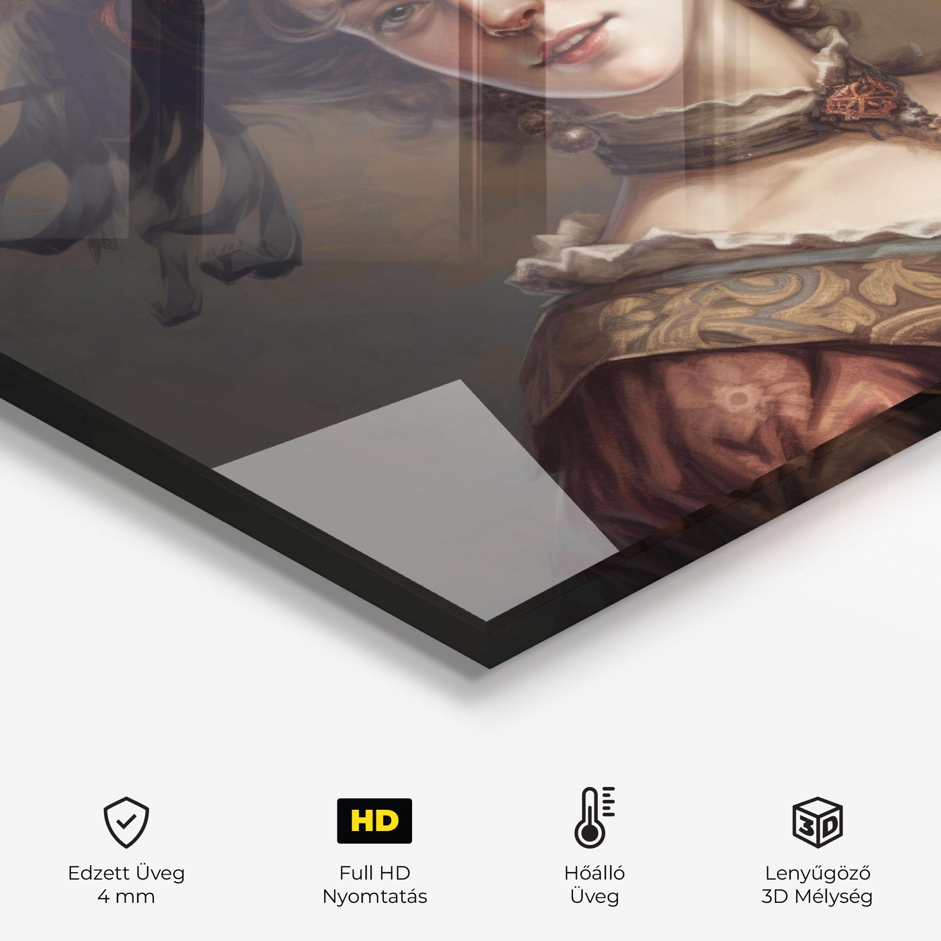 Konyhai üveg hátfal Medieval Noblewoman mockup 2