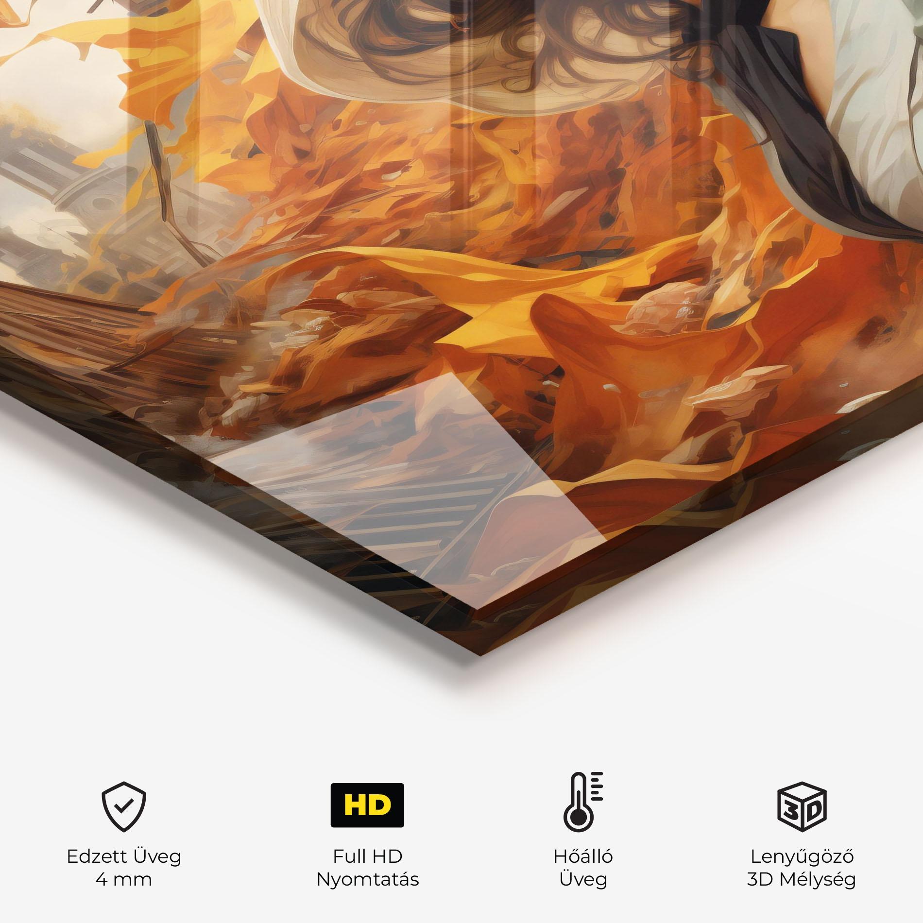 Konyhai üveg hátfal Vintage Outfit On Orange mockup 2