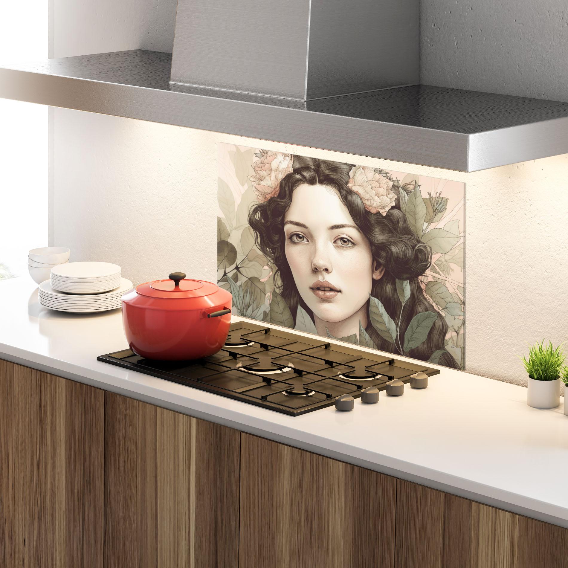 Konyhai üveg hátfal Beautiful Vintage Portrait mockup 4