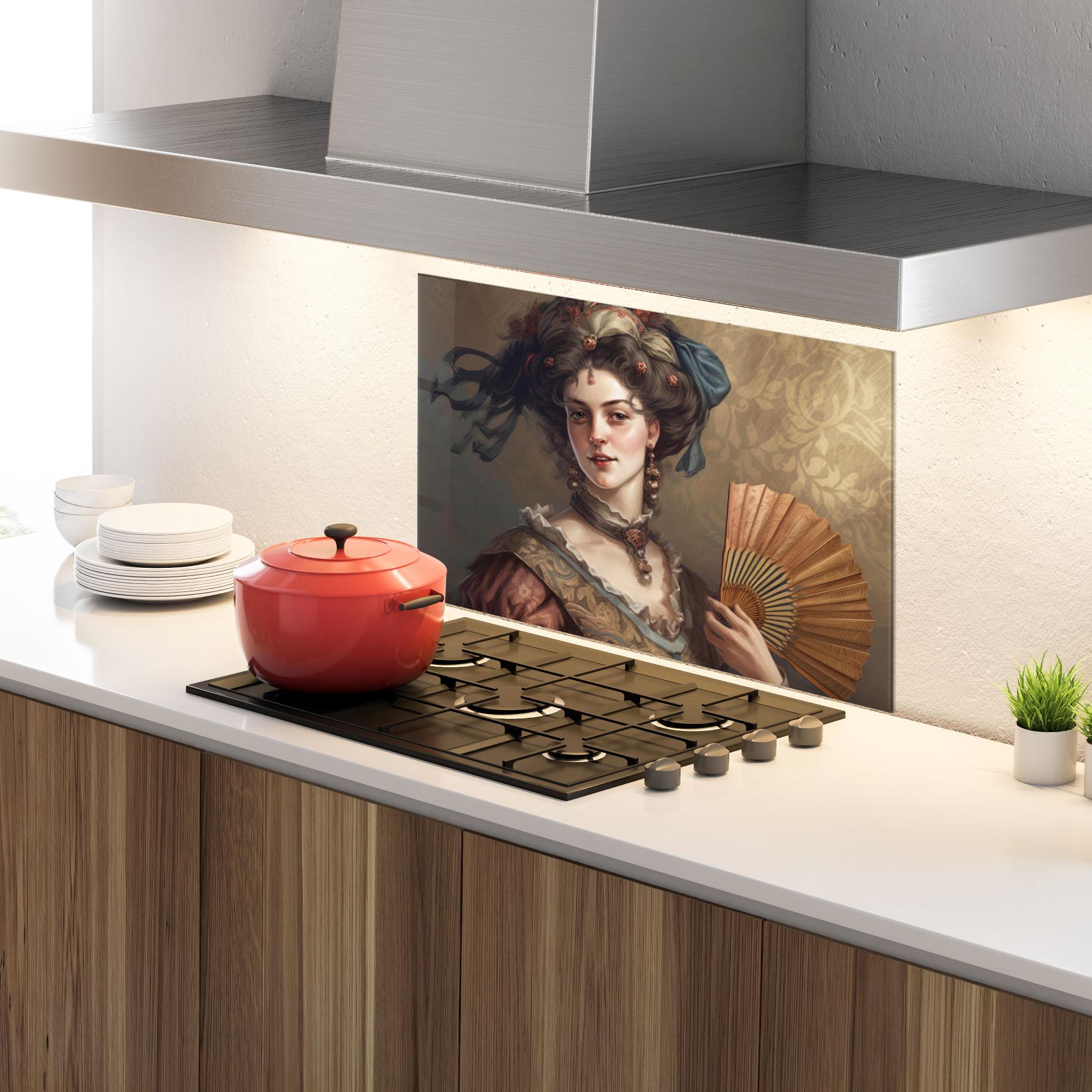 Konyhai üveg hátfal Medieval Noblewoman mockup 4