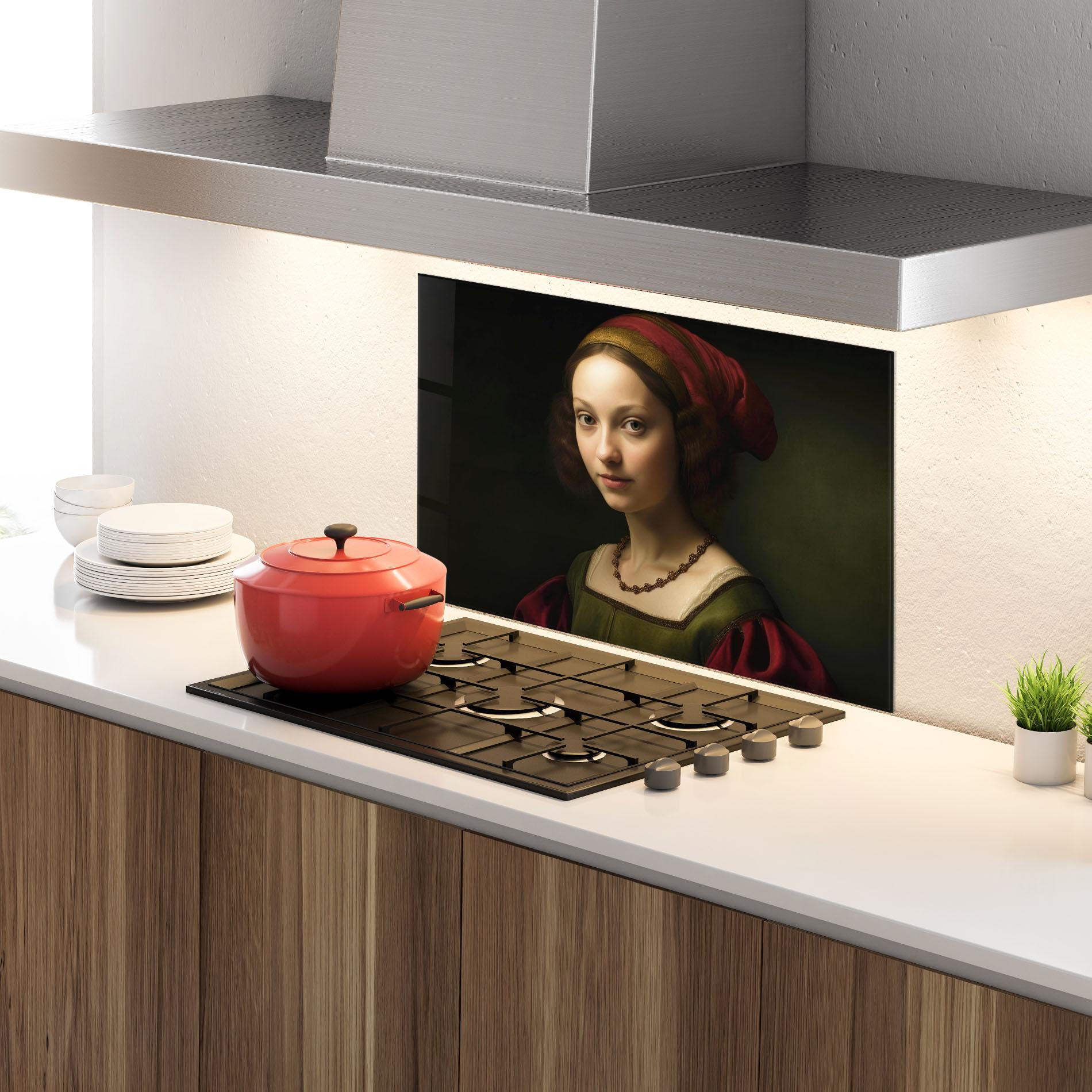 Konyhai üveg hátfal Vintage Old Painting mockup 4