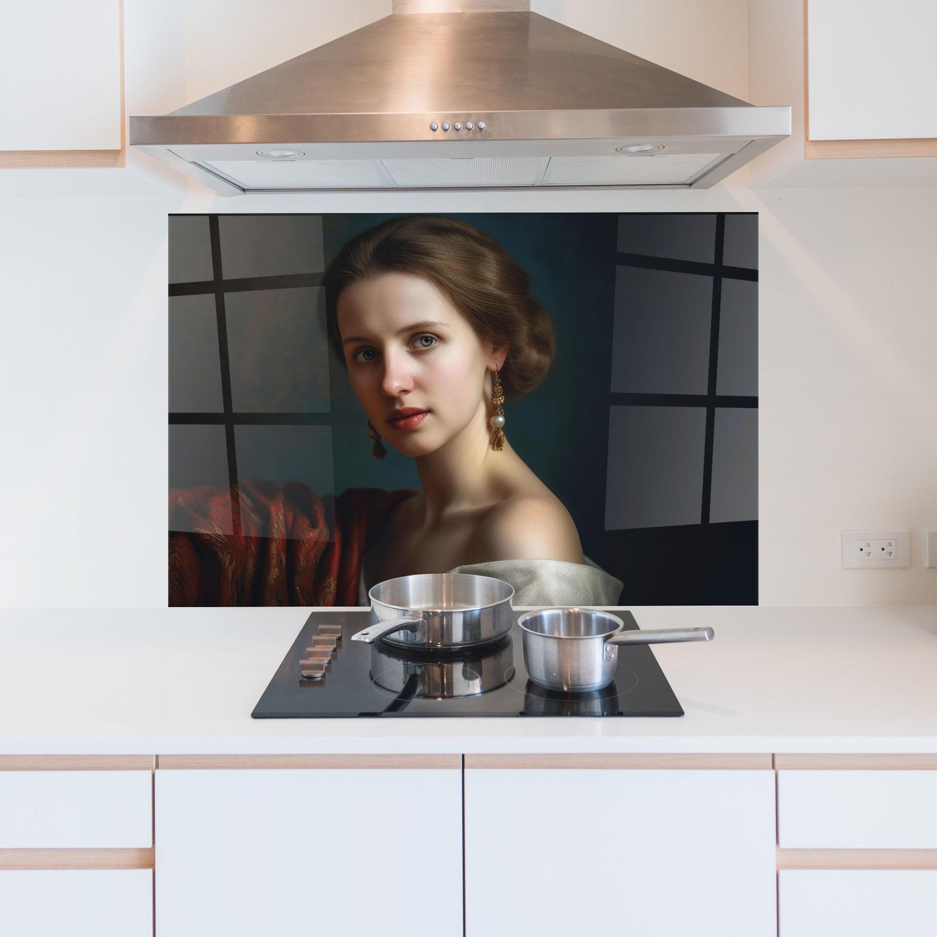 Konyhai üveg hátfal Classical Painting mockup 5