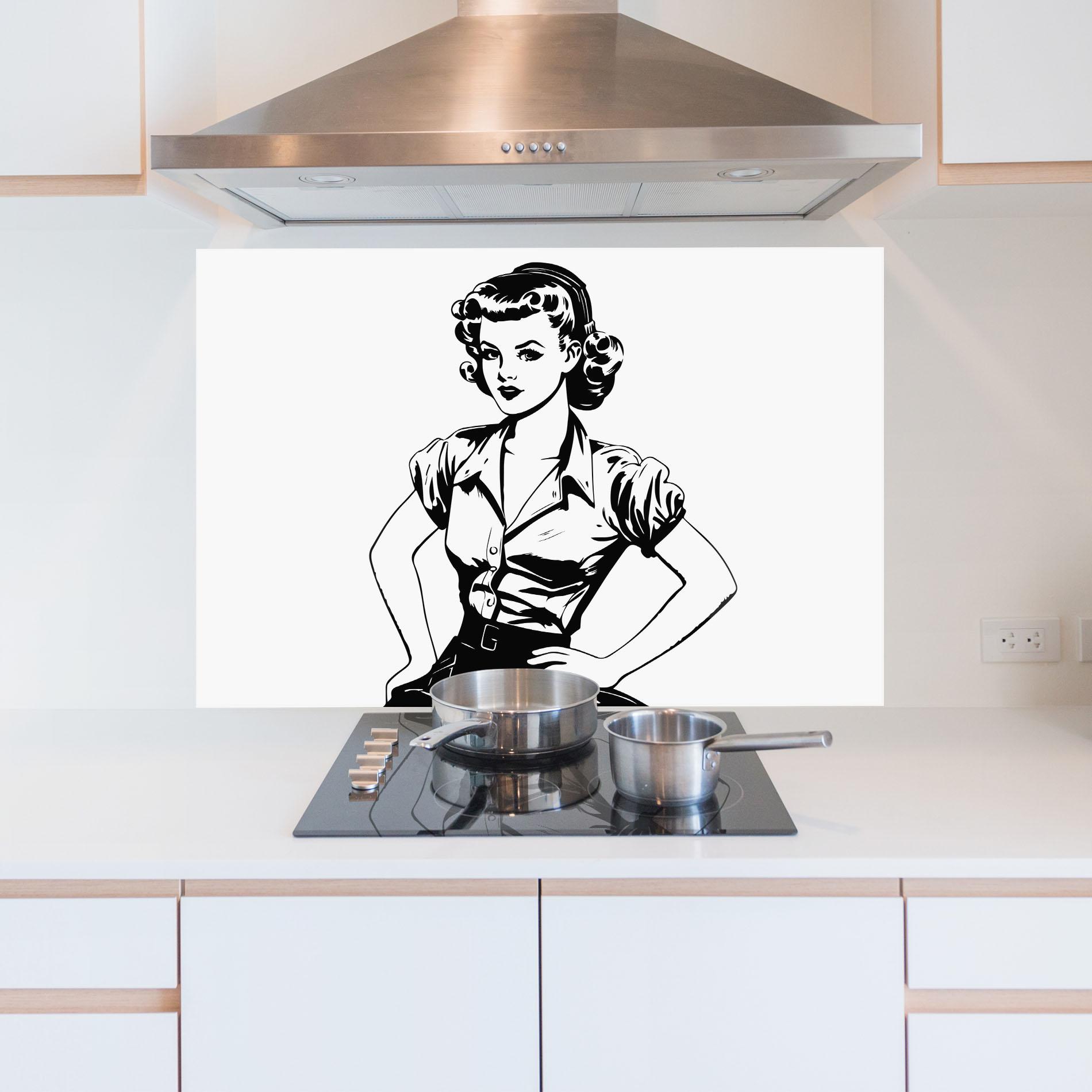 Konyhai üveg hátfal Pretty Shilouette Girl mockup 5