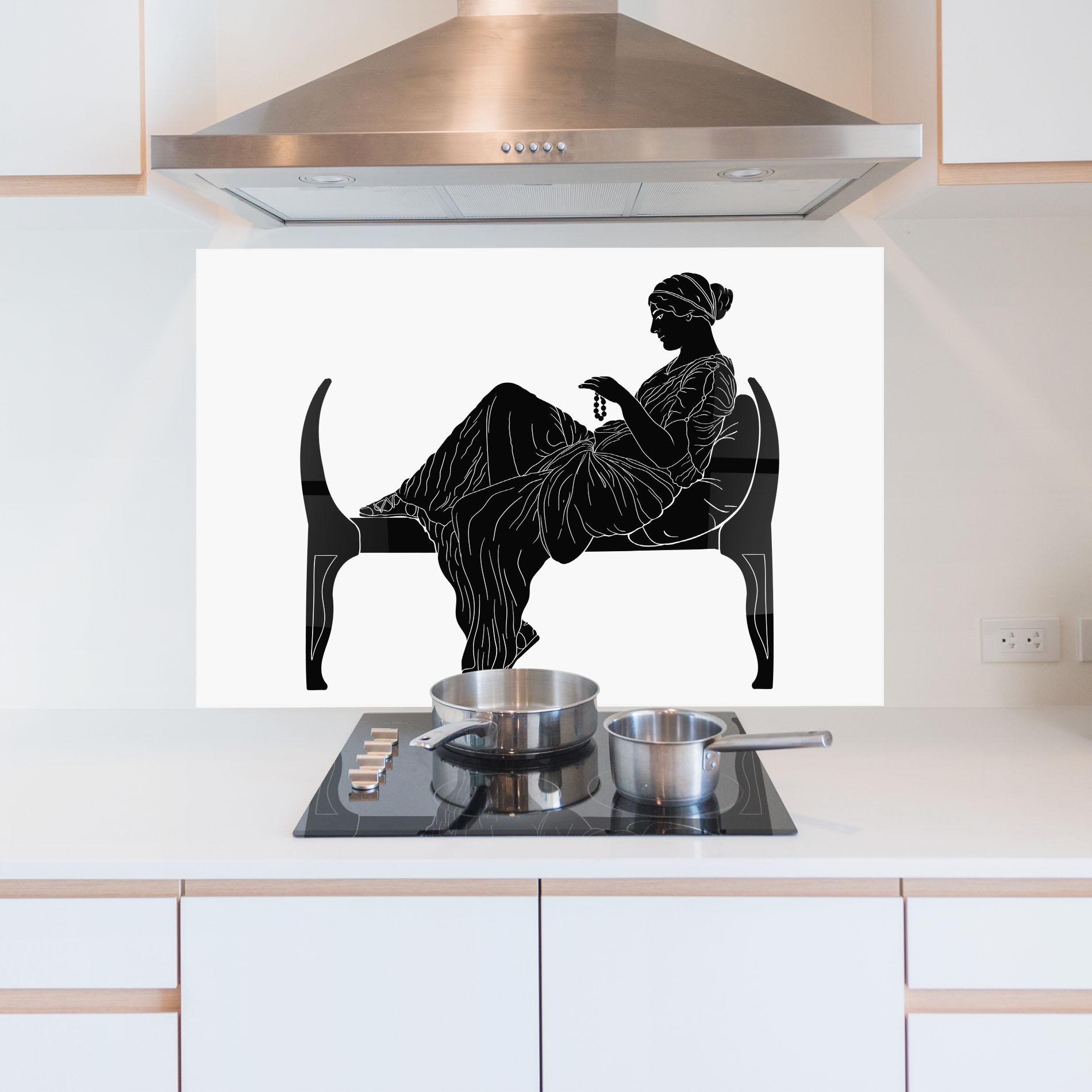 Konyhai üveg hátfal Statue Pearls mockup 5