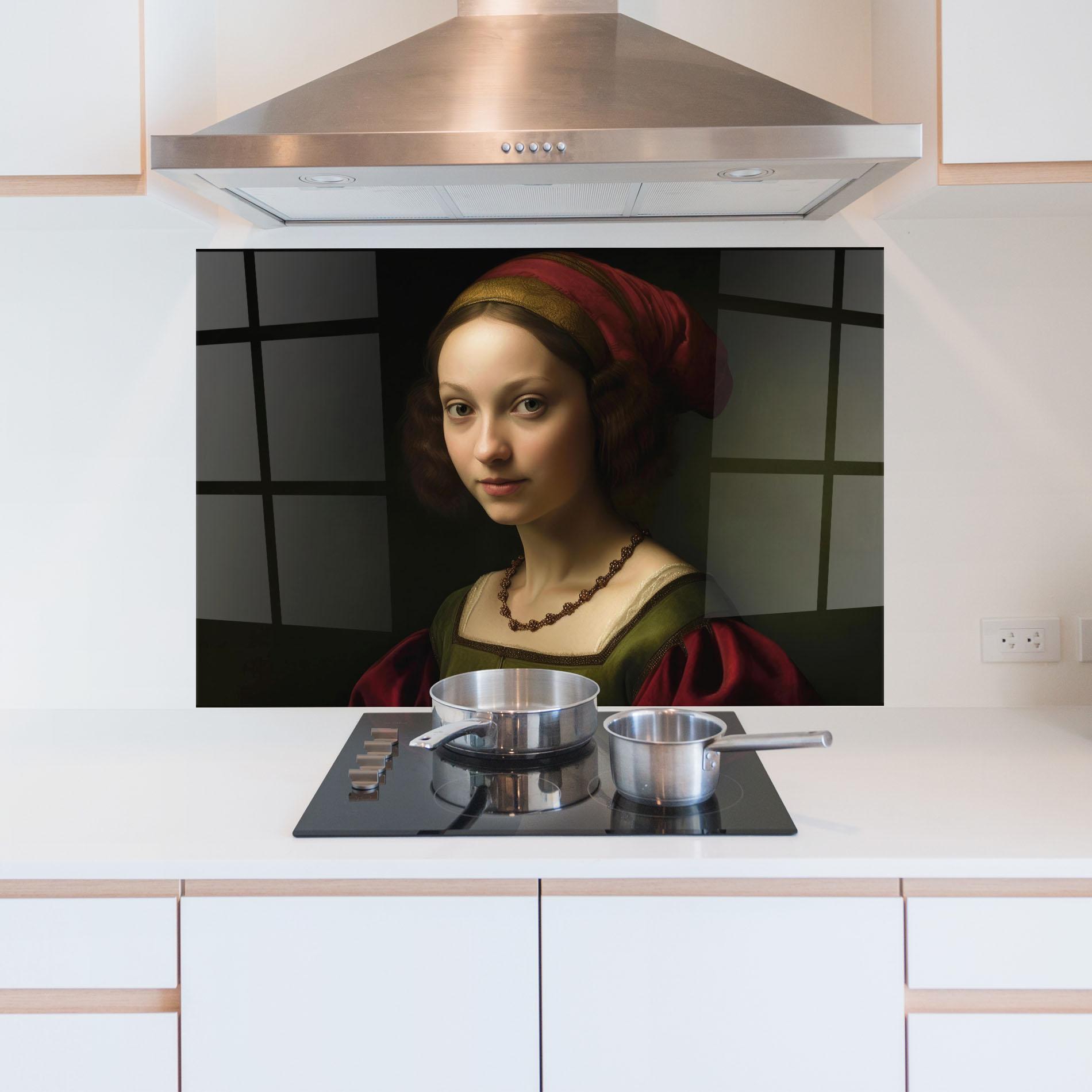 Konyhai üveg hátfal Vintage Old Painting mockup 5