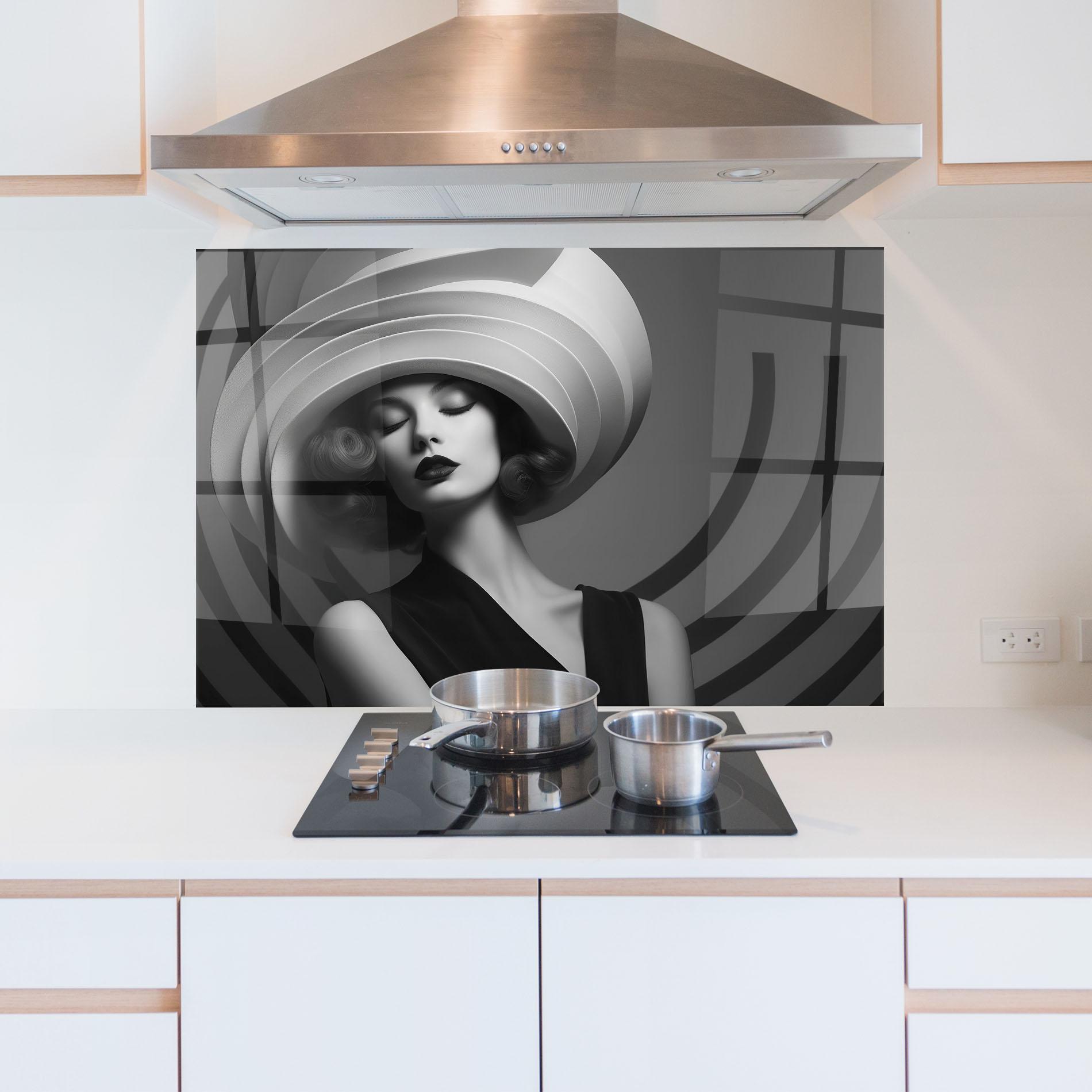 Konyhai üveg hátfal Vintage Pretty Lady mockup 5
