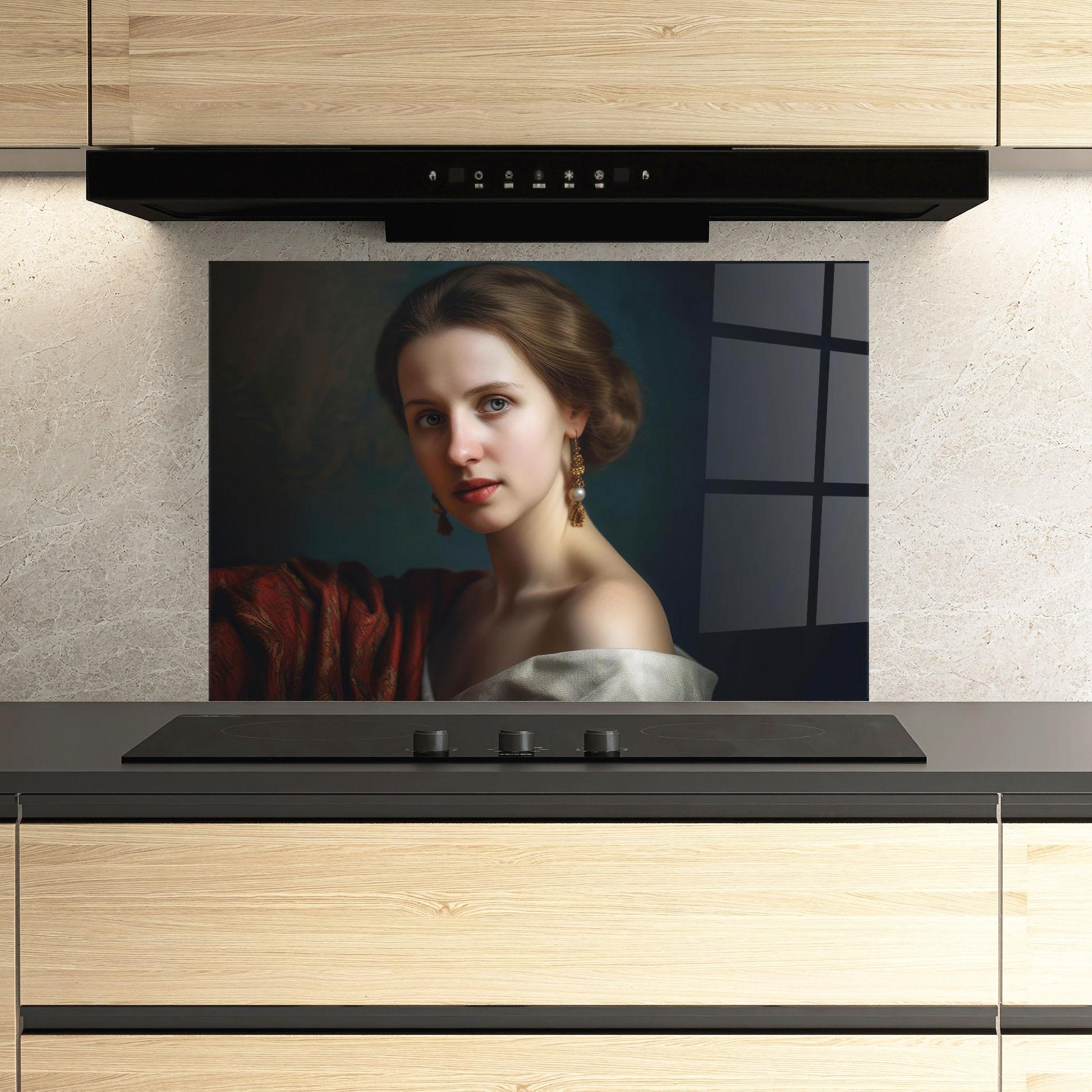 Konyhai üveg hátfal Classical Painting mockup 3