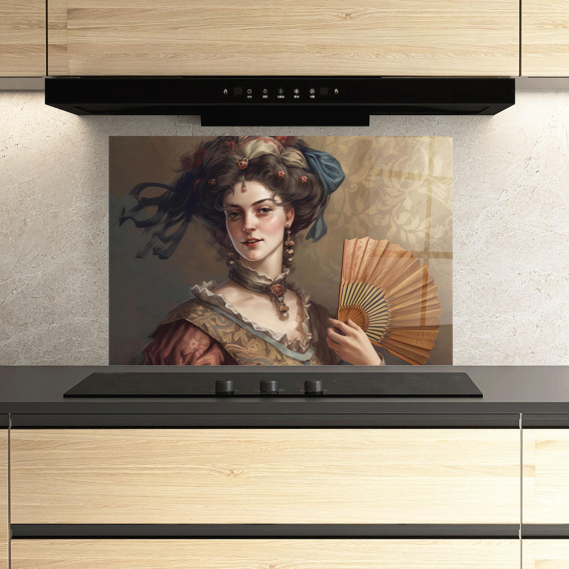 Konyhai üveg hátfal Medieval Noblewoman mockup 3