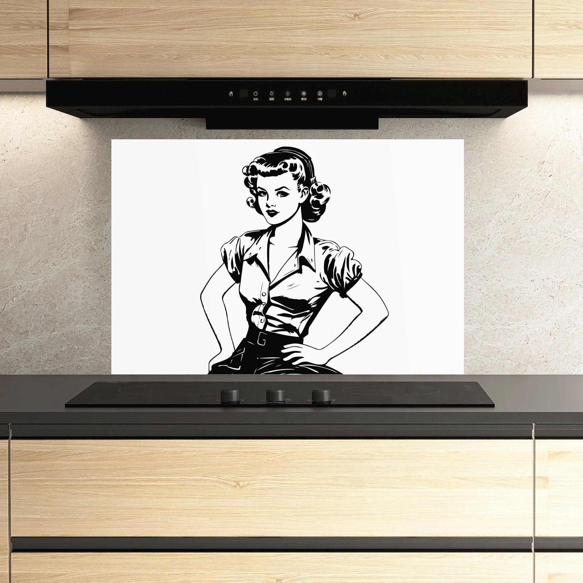 Konyhai üveg hátfal Pretty Shilouette Girl mockup 3