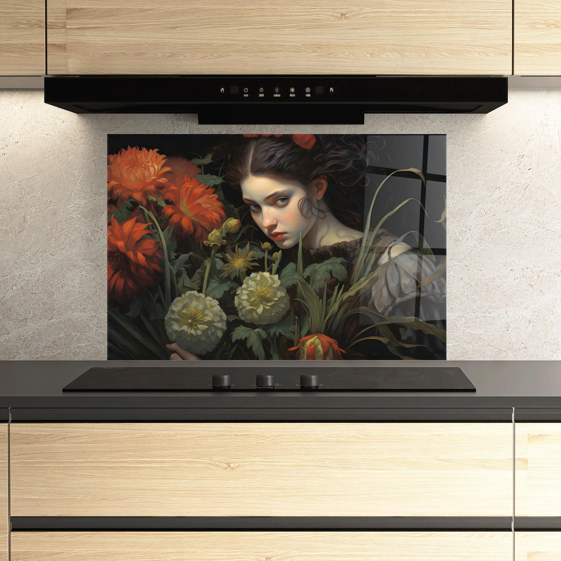 Konyhai üveg hátfal Vintage Flowers mockup 3