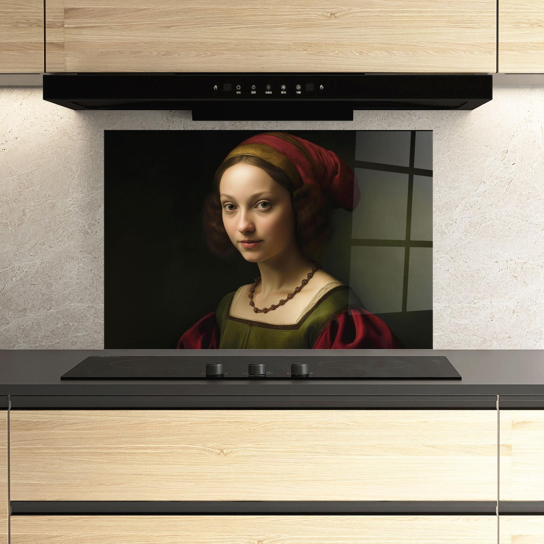 Konyhai üveg hátfal Vintage Old Painting mockup 3