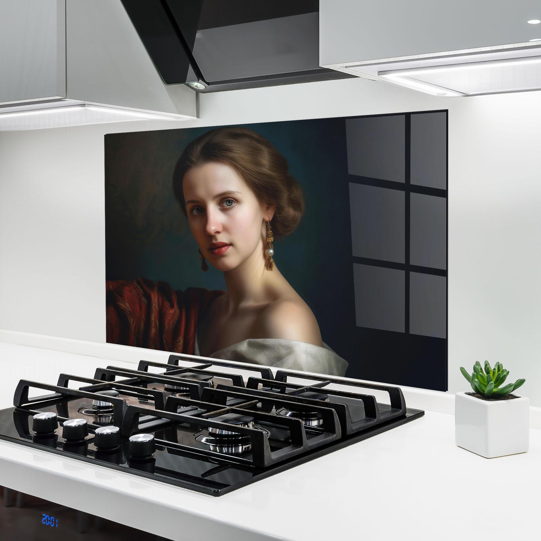 Konyhai üveg hátfal Classical Painting mockup 6