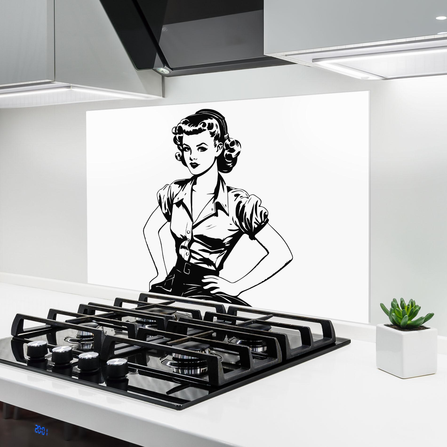 Konyhai üveg hátfal Pretty Shilouette Girl mockup 6