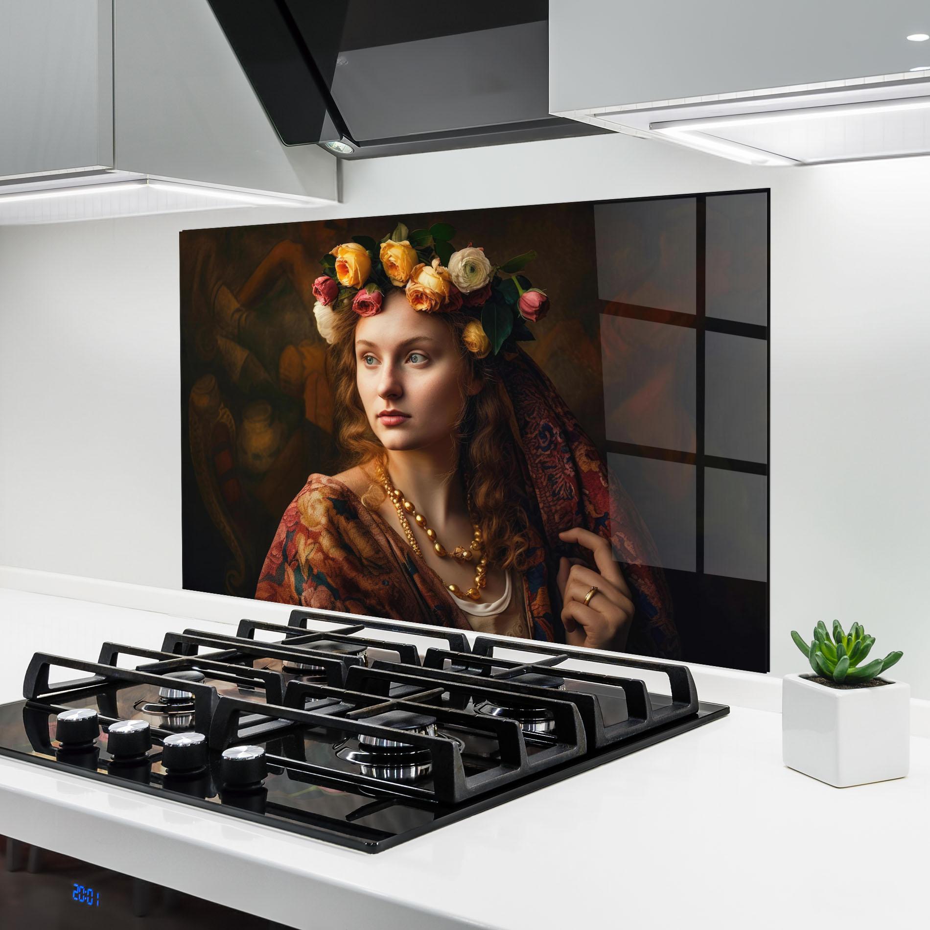 Konyhai üveg hátfal Renaissance Woman mockup 6