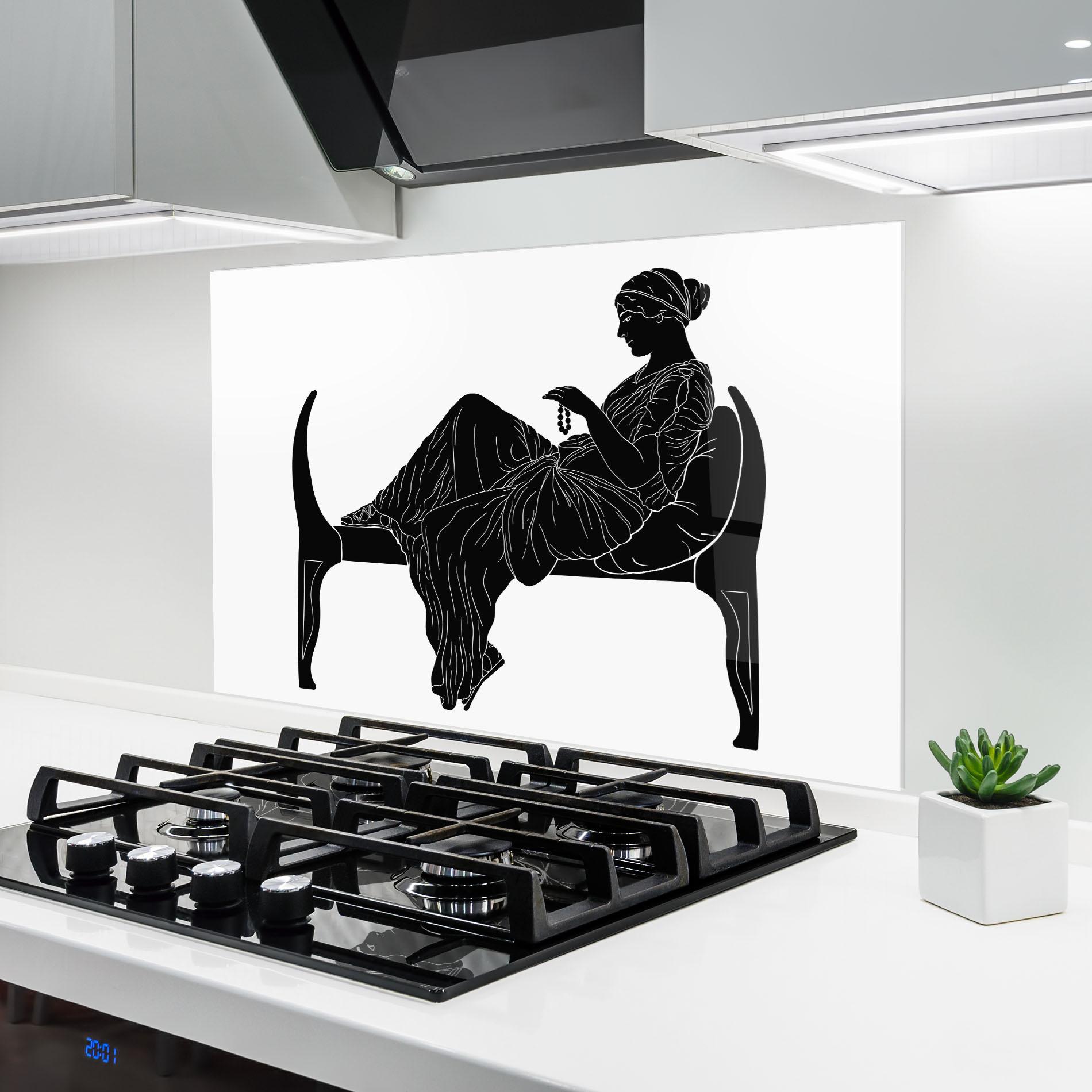 Konyhai üveg hátfal Statue Pearls mockup 6